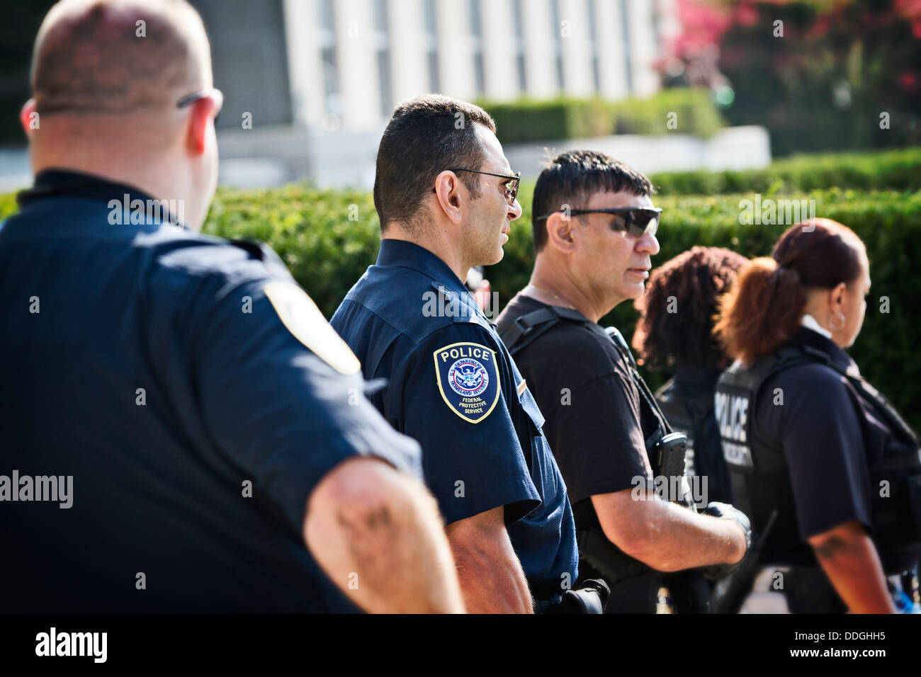 Police line at State Department Stock Photo