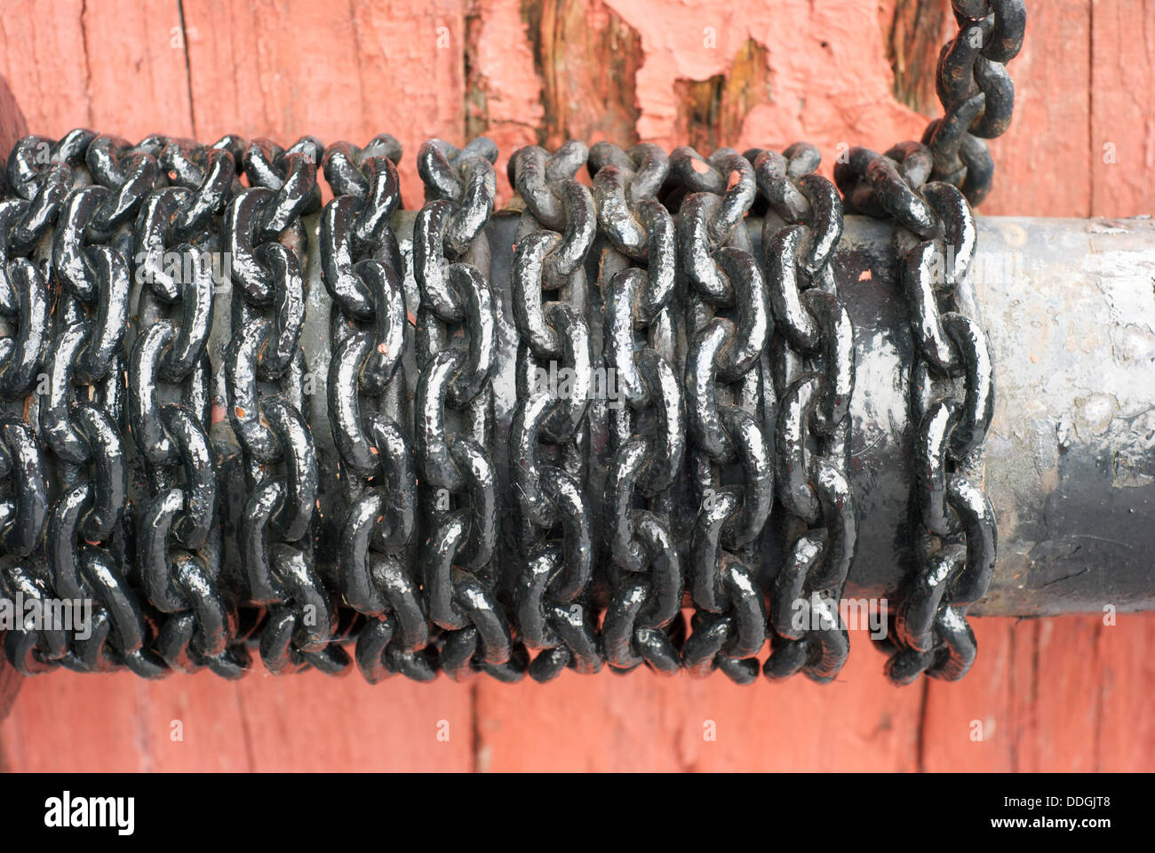 Old black thick metal chain Stock Photo Alamy