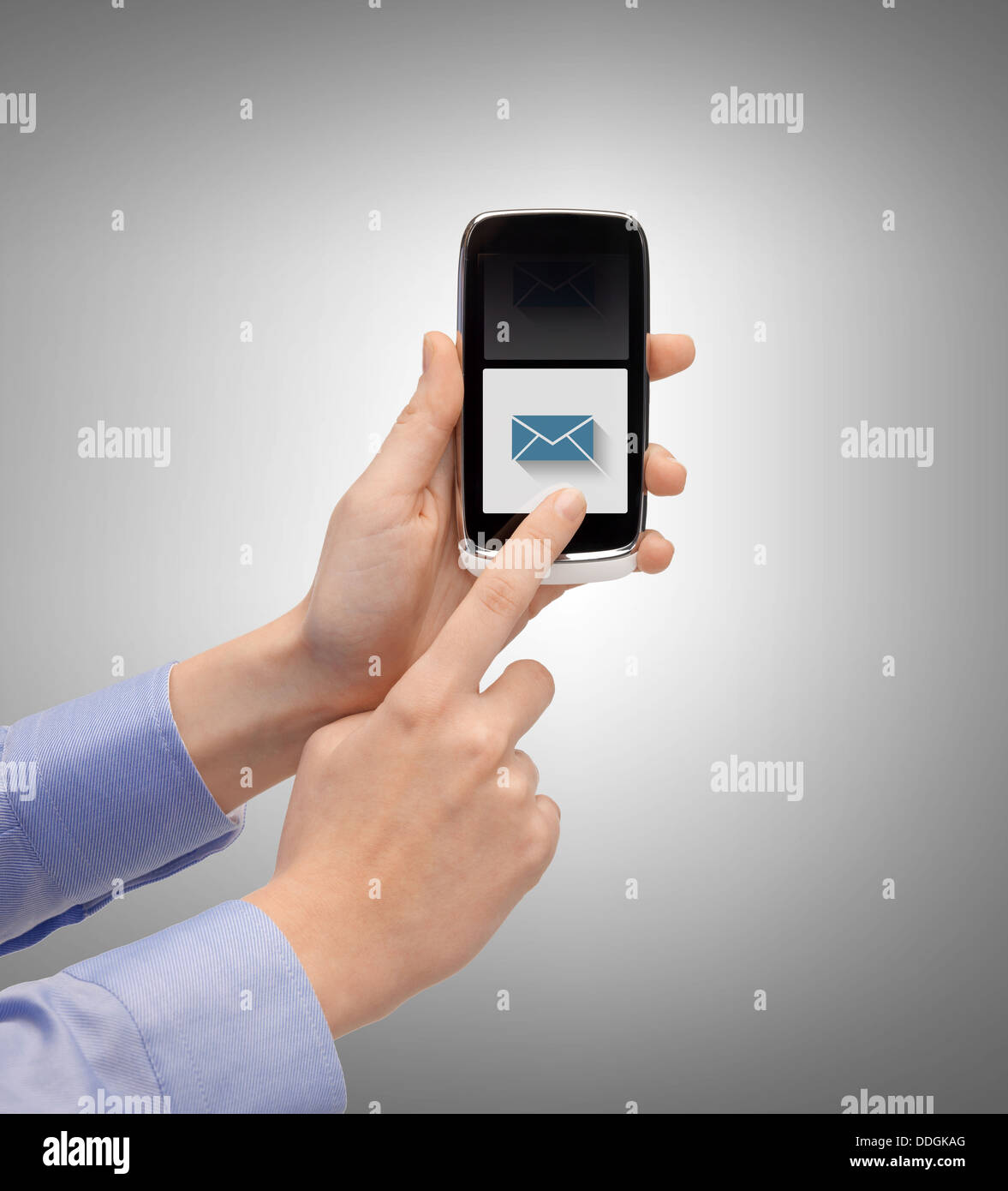 man with smartphone and message icon Stock Photo - Alamy