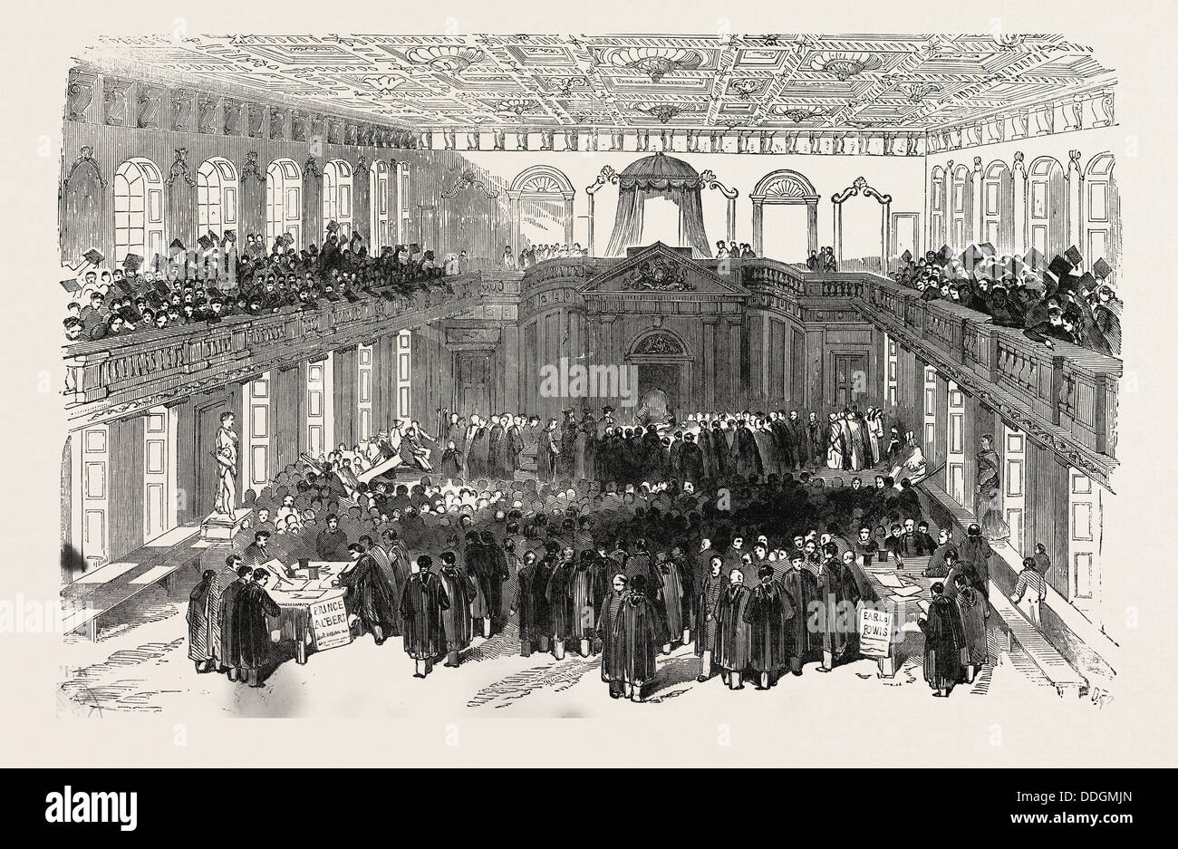 THE CAMBRIDGE CHANCELLORSHIP ELECTION: INTERIOR OF THE SENATE HOUSE. THE ELECTION. UK, 1847 Stock Photo