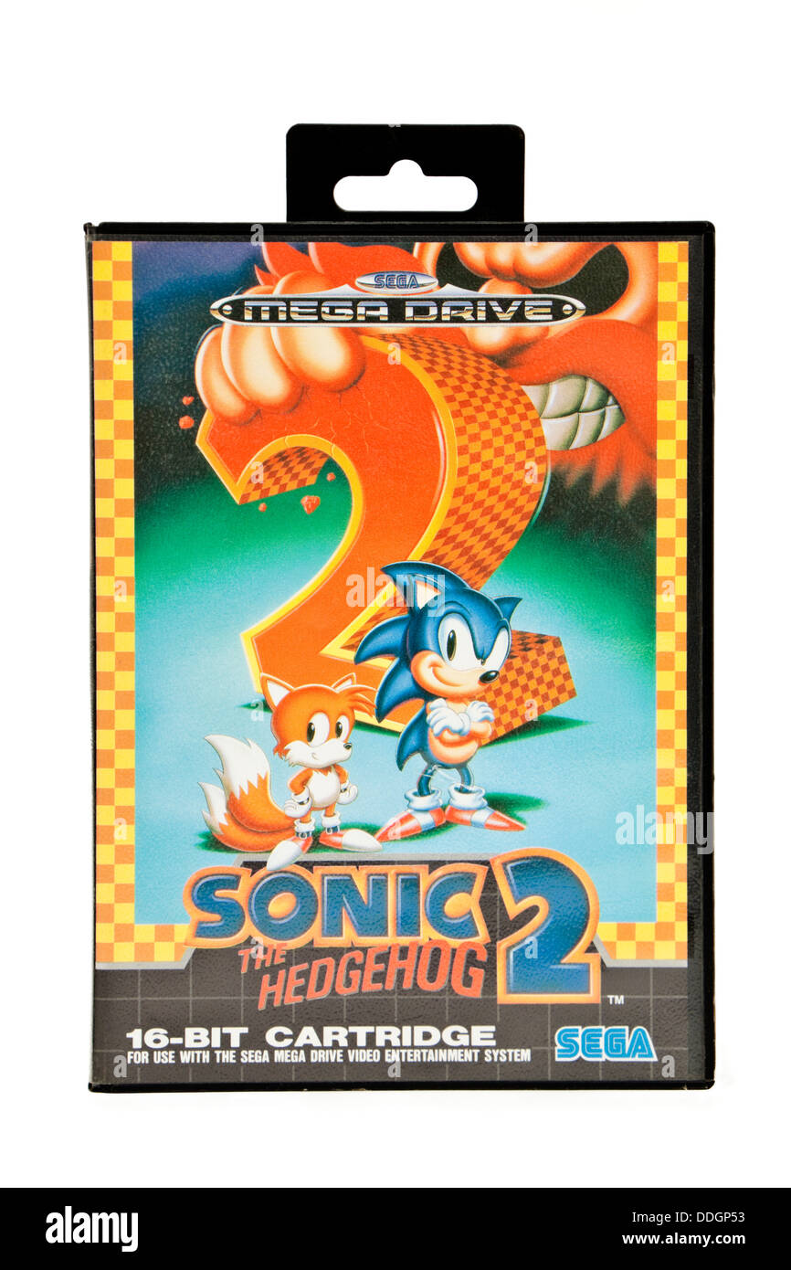 Vintage 1990's Sega Mega Drive 'Sonic the Hedgehog 2' video game Stock Photo