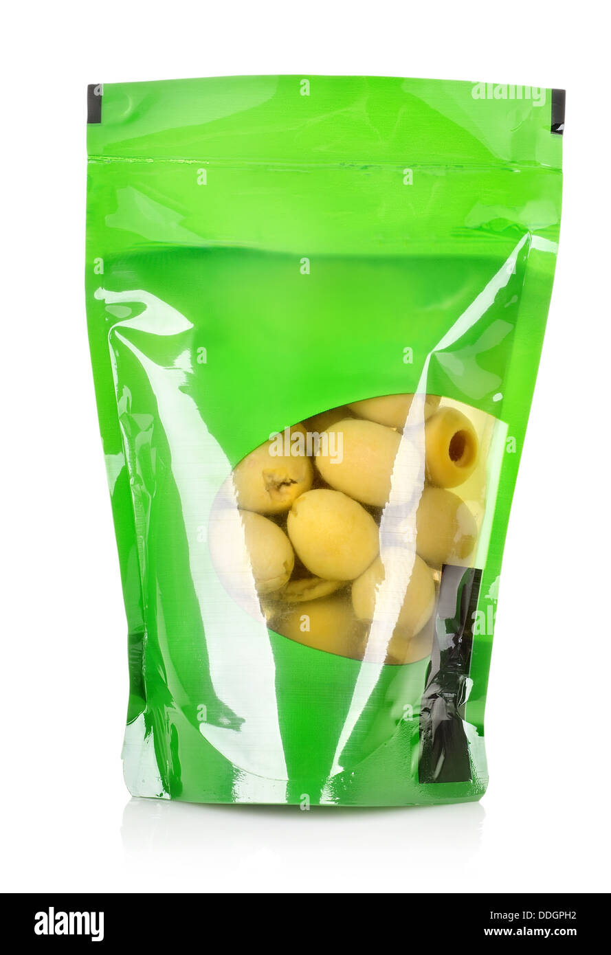 Olives in a vacuum pack Stock Photo