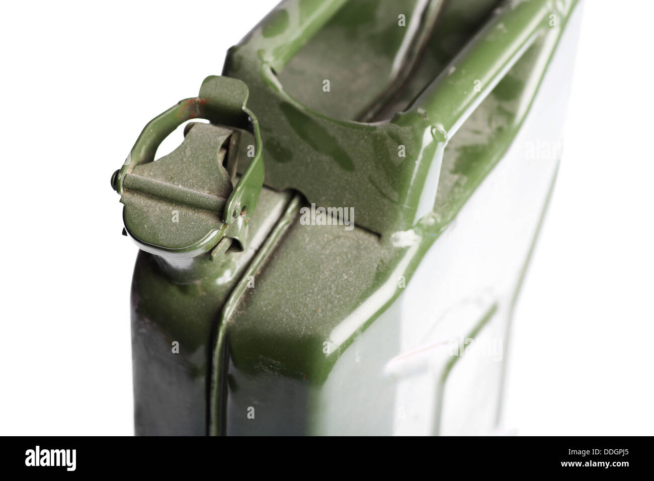 A green vintage and dirty jerrycan isolated on white Stock Photo Alamy