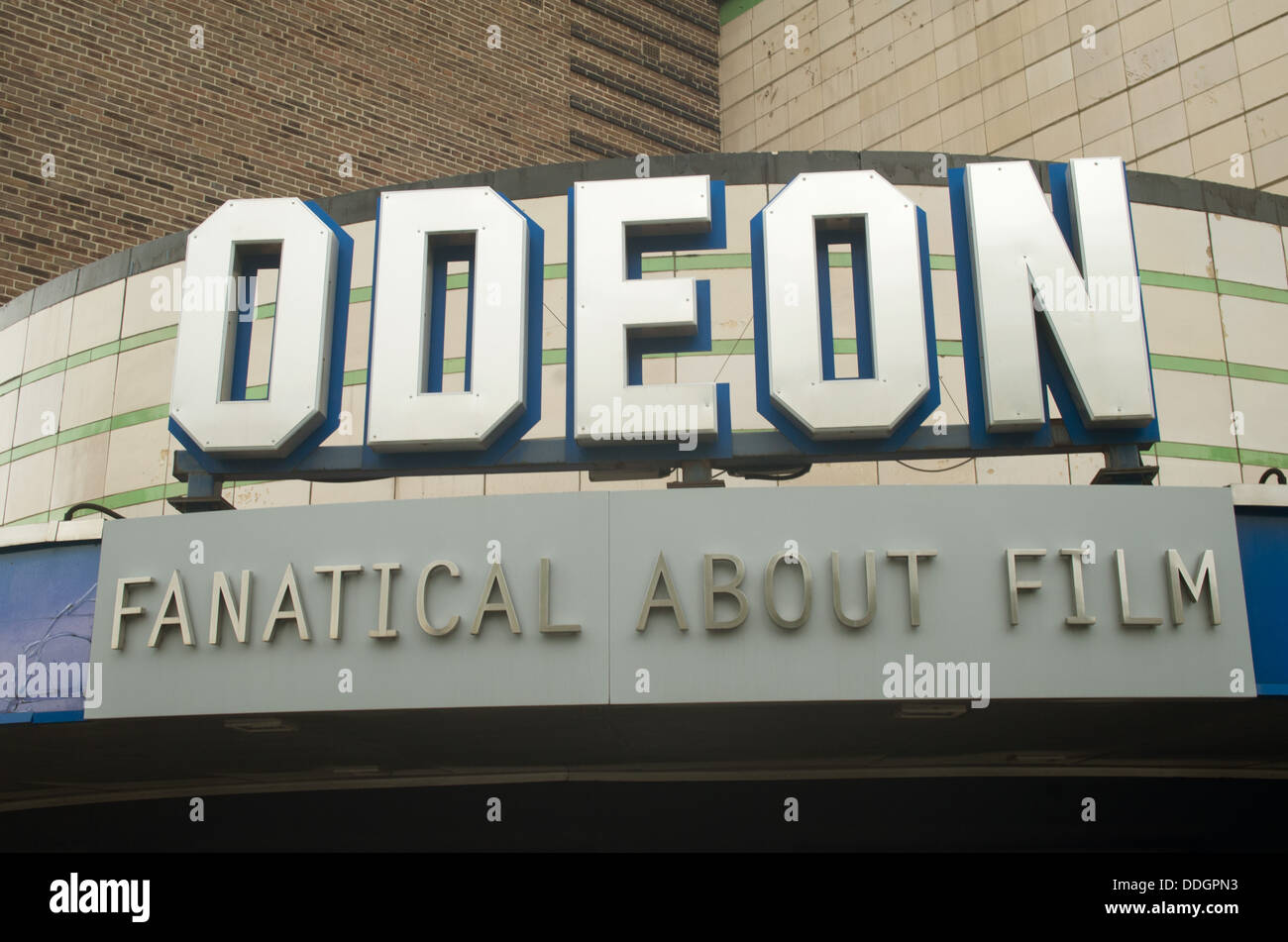 The outside Odeon Sign Harrogate movie theatre Stock Photo