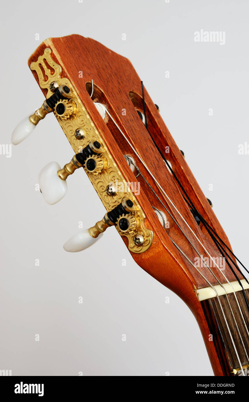 closeup of head guitar neck with tuning pegs Stock Photo Alamy