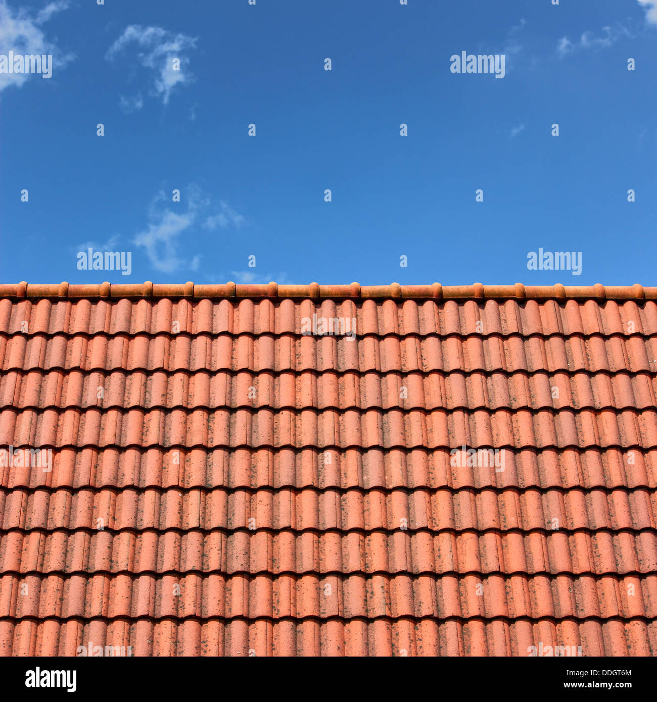 A Roof Top with Red Tiles Stock Photo