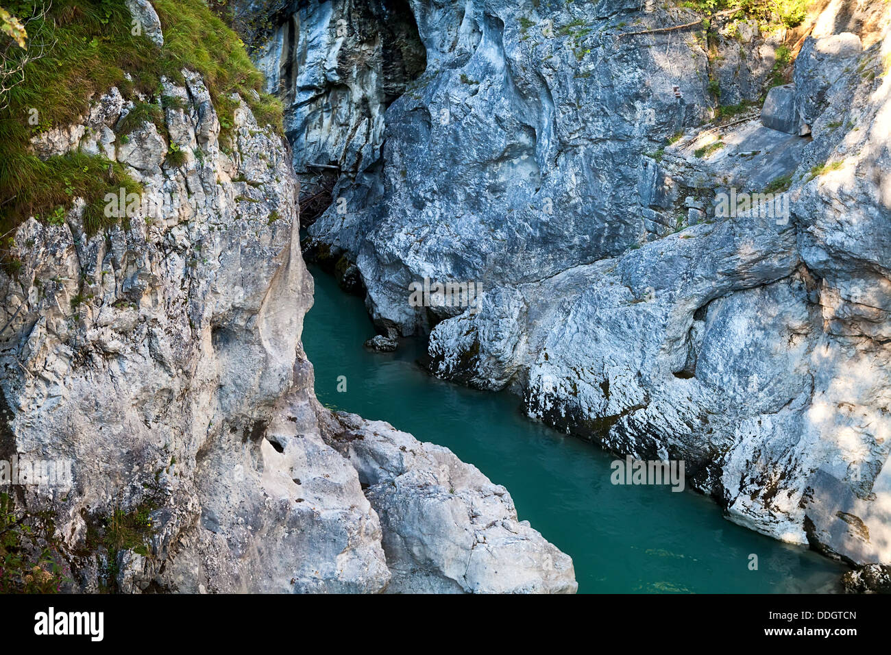 blue river between cliffs Stock Photo