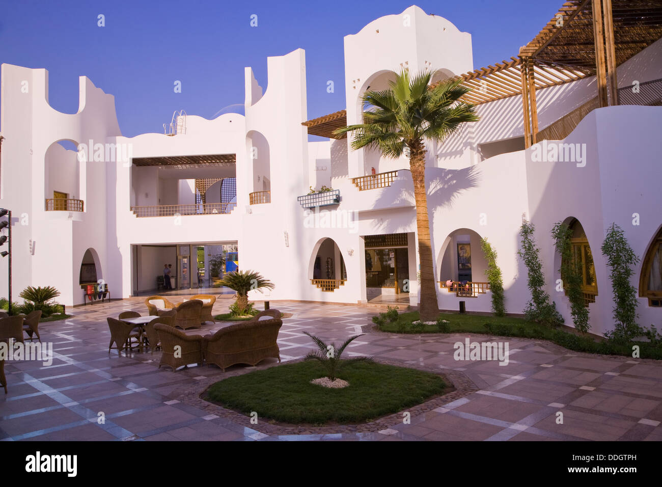 Entrance courtyard at the Hilton Dahab Resort, Dahab, Sinai Peninsula, Egypt. Stock Photo