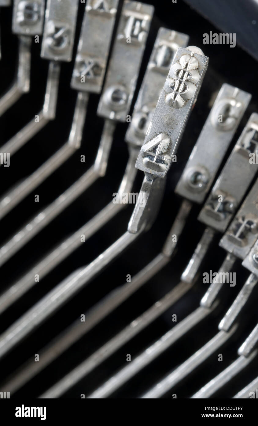 Typewriter Striker Heads Close up on Dollar Sign Stock Photo Alamy