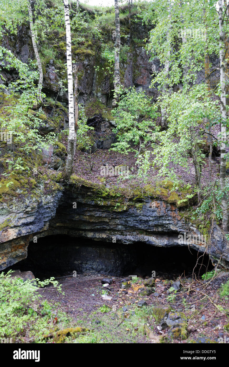 shungit abandoned mine in Shunga, Karelia, Russia Stock Photo