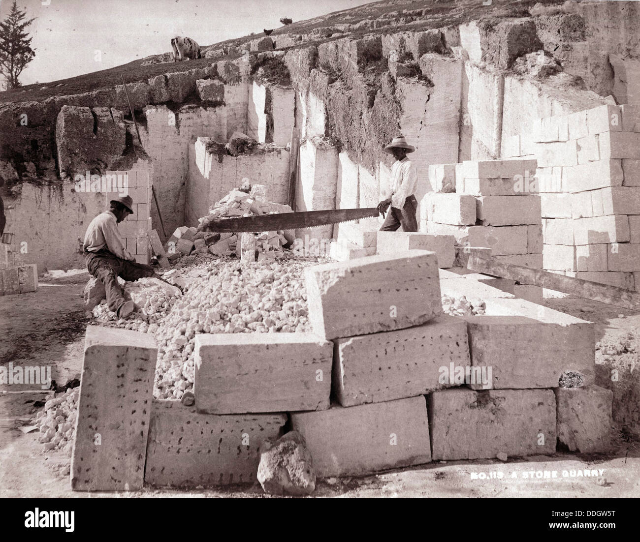 A Stone Quarry, Bermuda, ca 1890, by N.E. Lusher Stock Photo