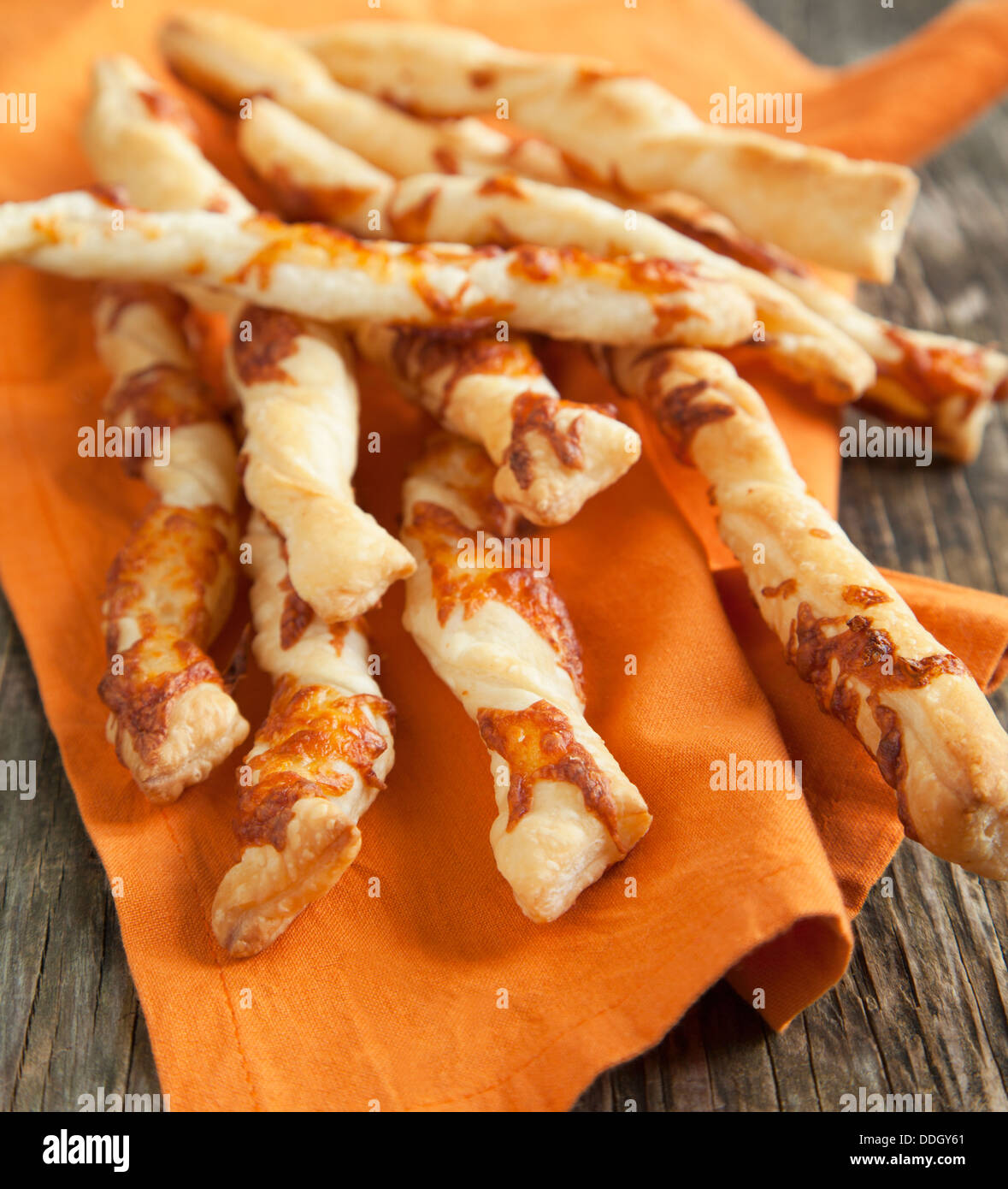 Puff pastry twist  with melted cheese Stock Photo