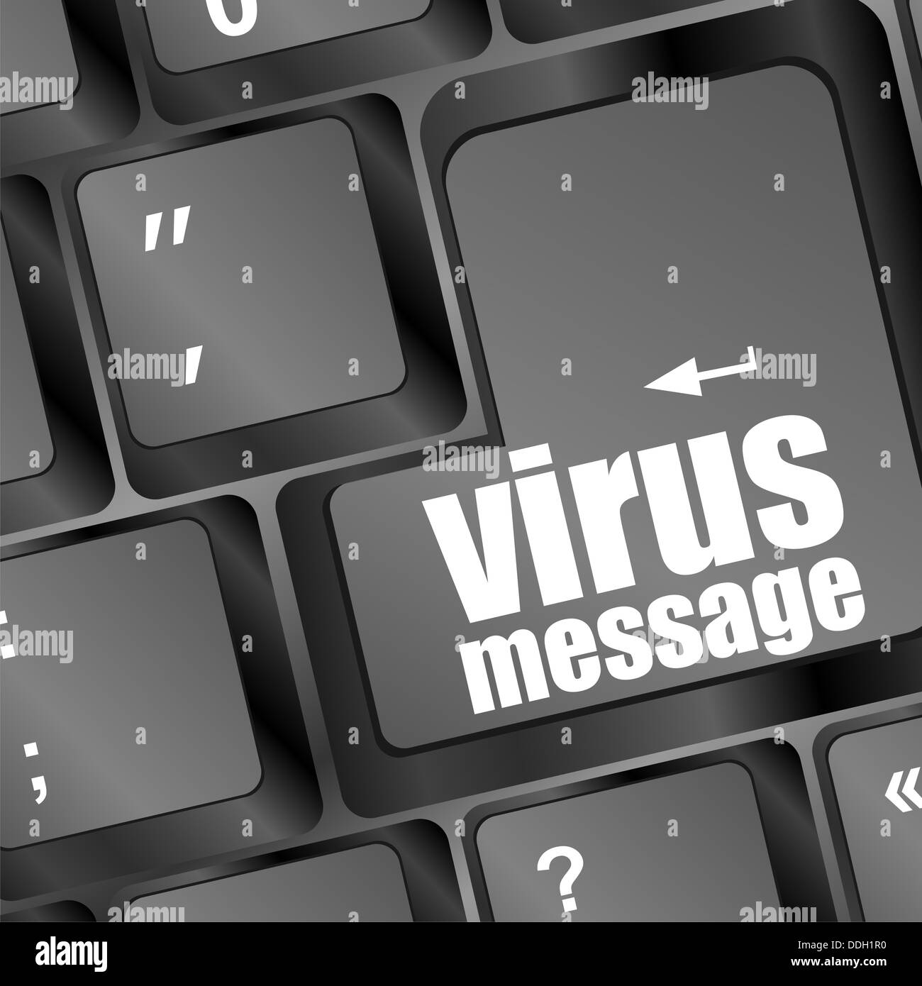 Computer keyboard with virus message key Stock Photo