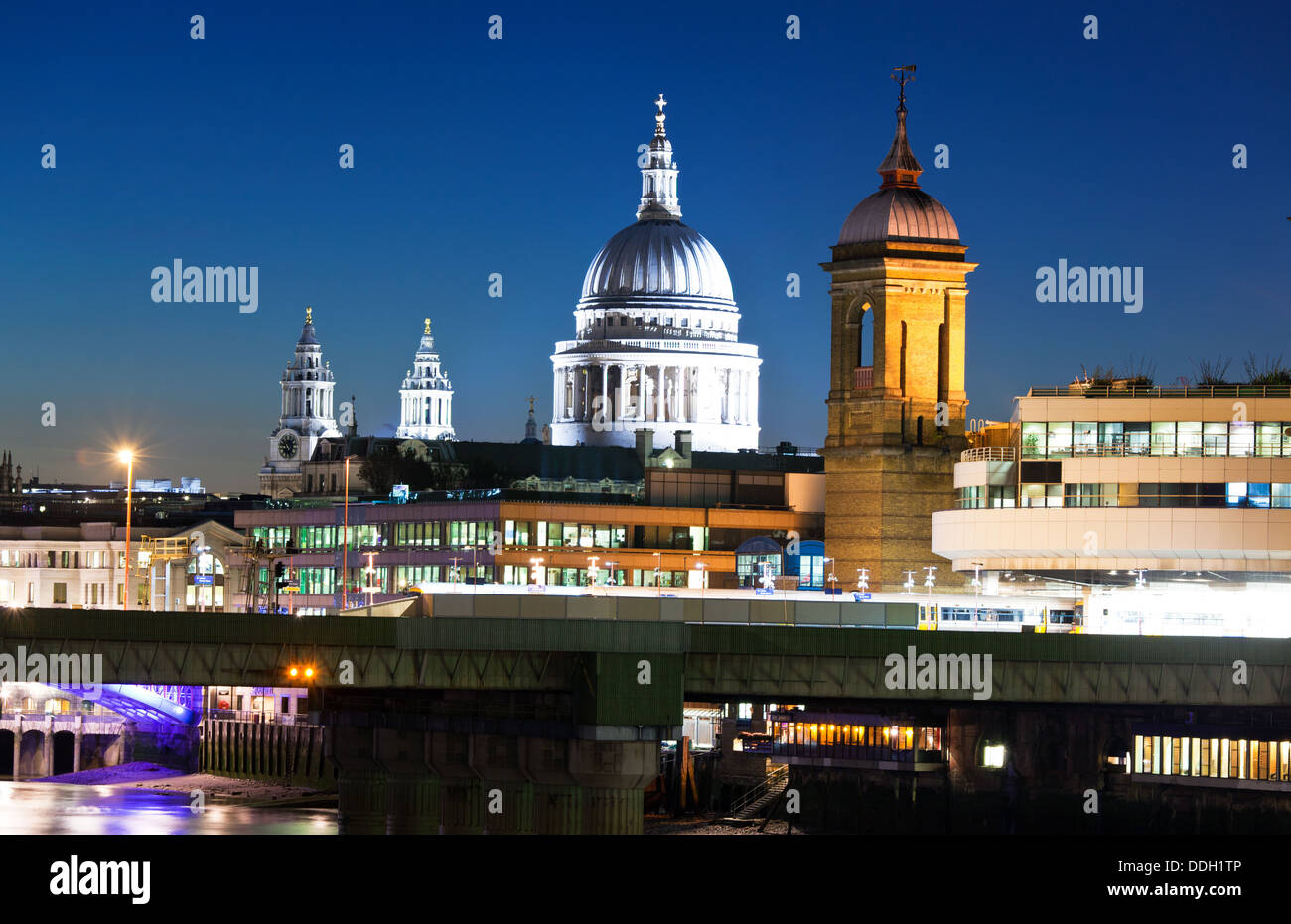 St. Pauls Cathedral Dome From London Bridge London UK Stock Photo