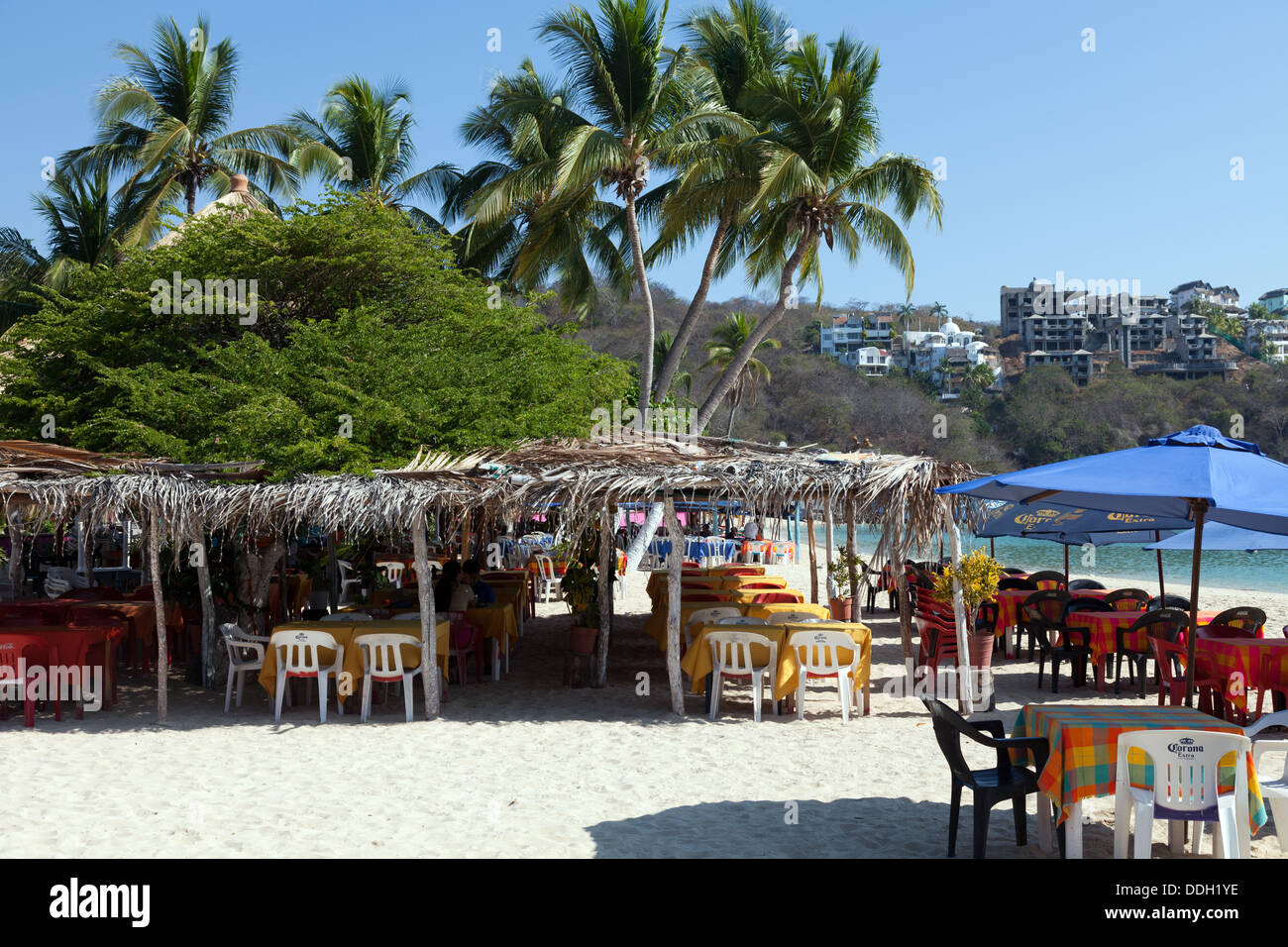 On the beach restaurants await customers at Bahia de Santa Cruz