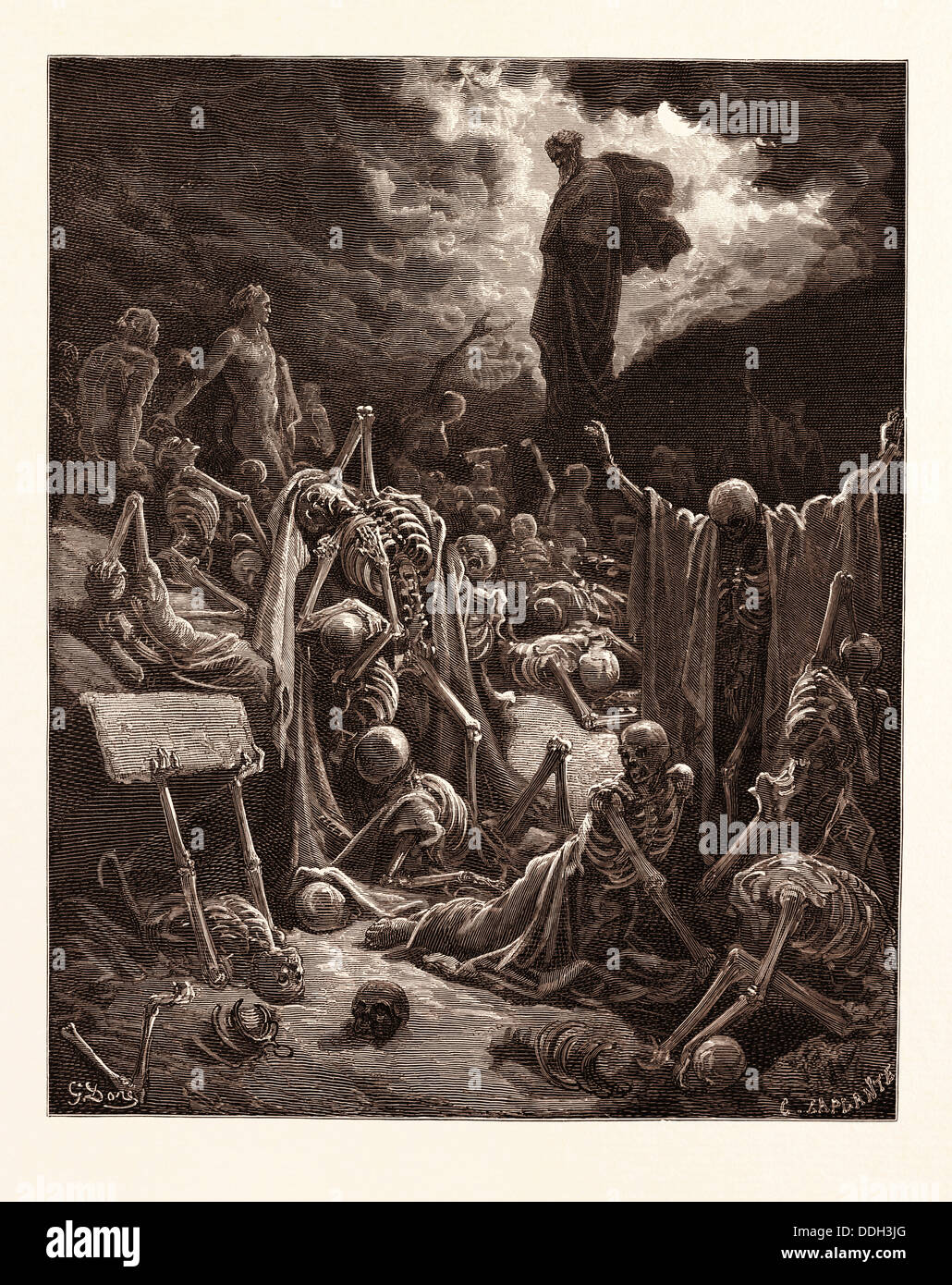 THE VISION OF THE VALLEY OF DRY BONES, EZEKIEL BY GUSTAVE DORÉ. Dore