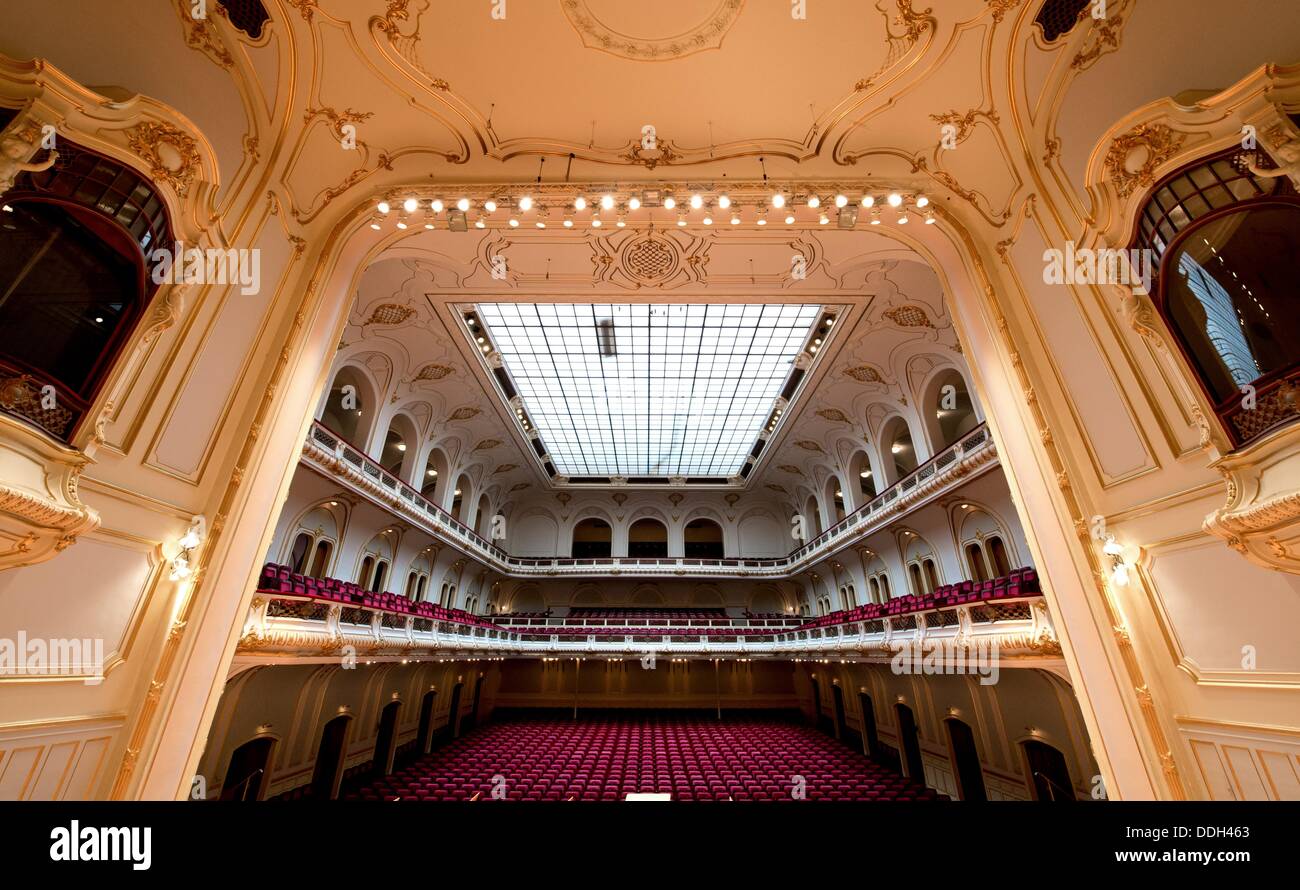 View from the stage of the concert hall of the Laeiszhalle in Hamburg, Germany, 02 September