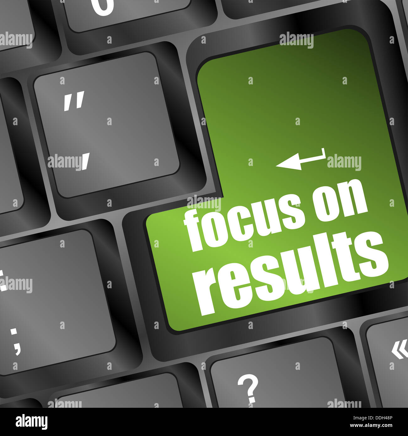 Modern keyboard focus on results text. Technology concept Stock Photo