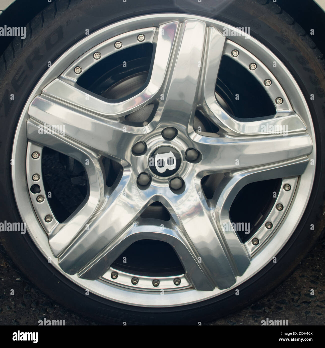 Expensive sports car alloy wheel Stock Photo Alamy