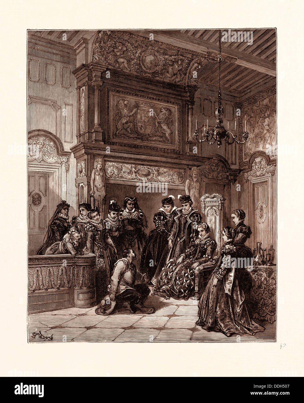 SANCHO AND THE DUCHESS, BY GUSTAVE DORE Stock Photo