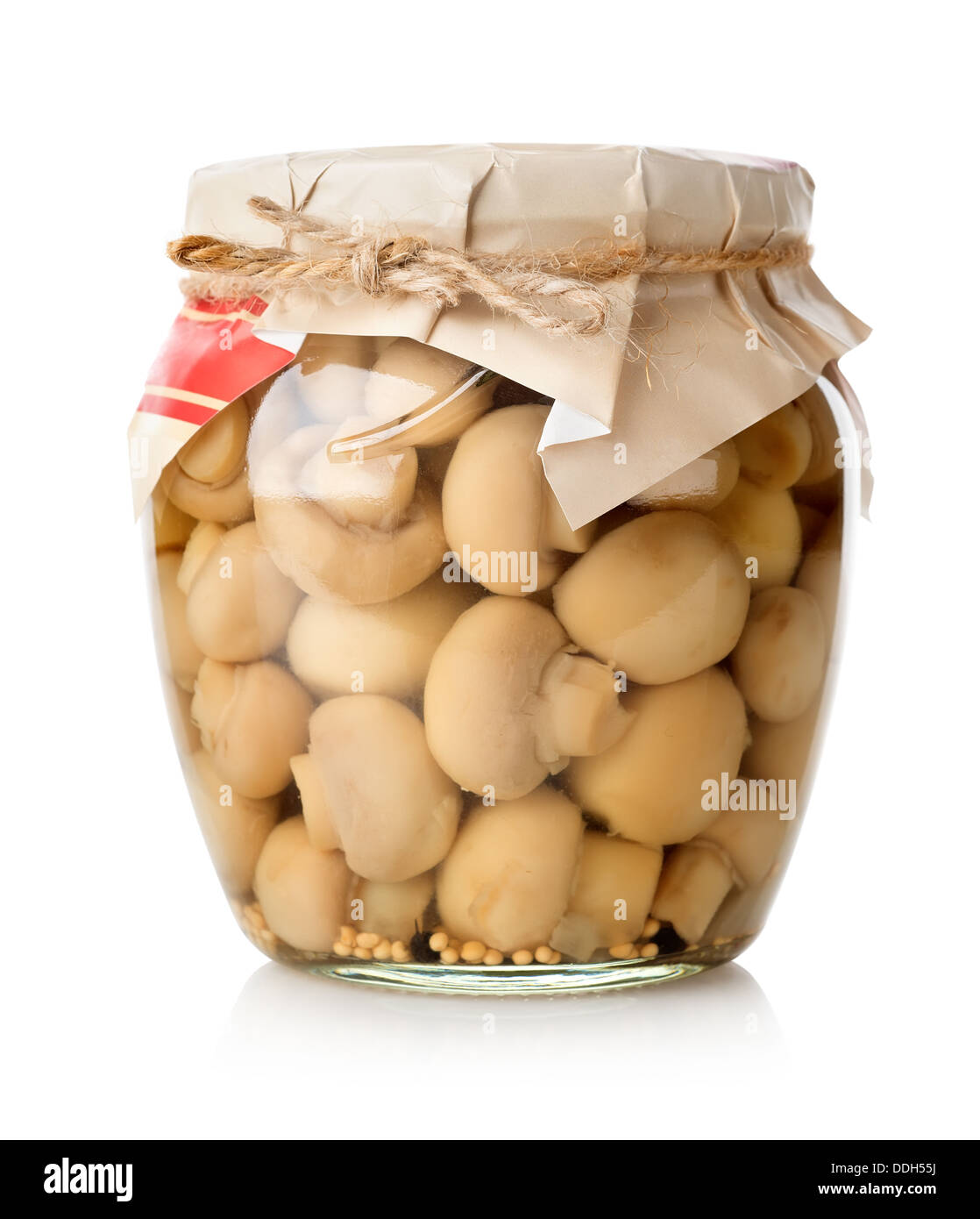 Marinated mushrooms in a glass jar isolated on white Stock Photo Alamy