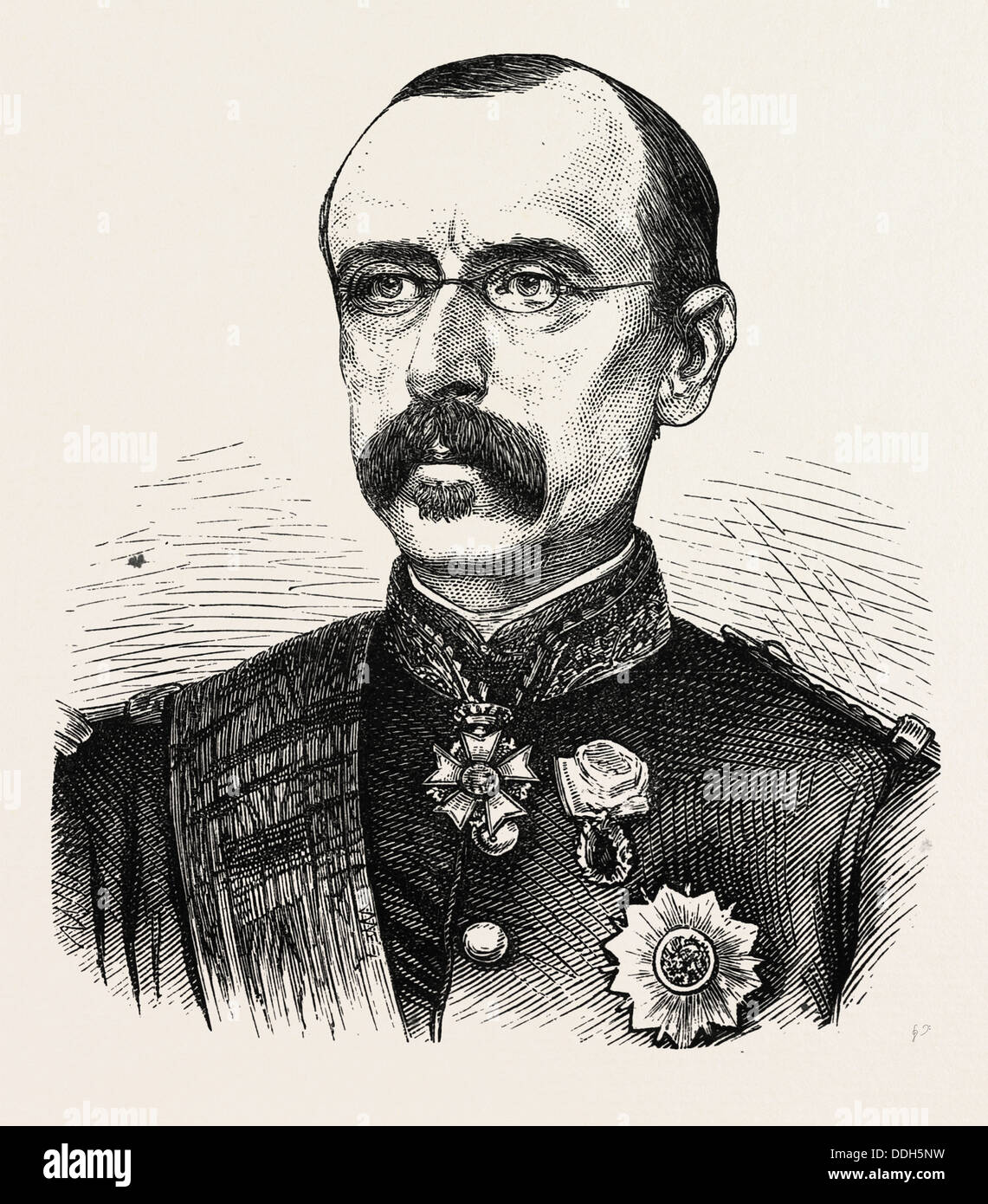 FRANCO-PRUSSIAN WAR: FAIDHERBE GENERAL, COMMANDER IN CHIEF OF THE NORTHERN FRENCH ARMY, ENGRAVING 1870 Stock Photo