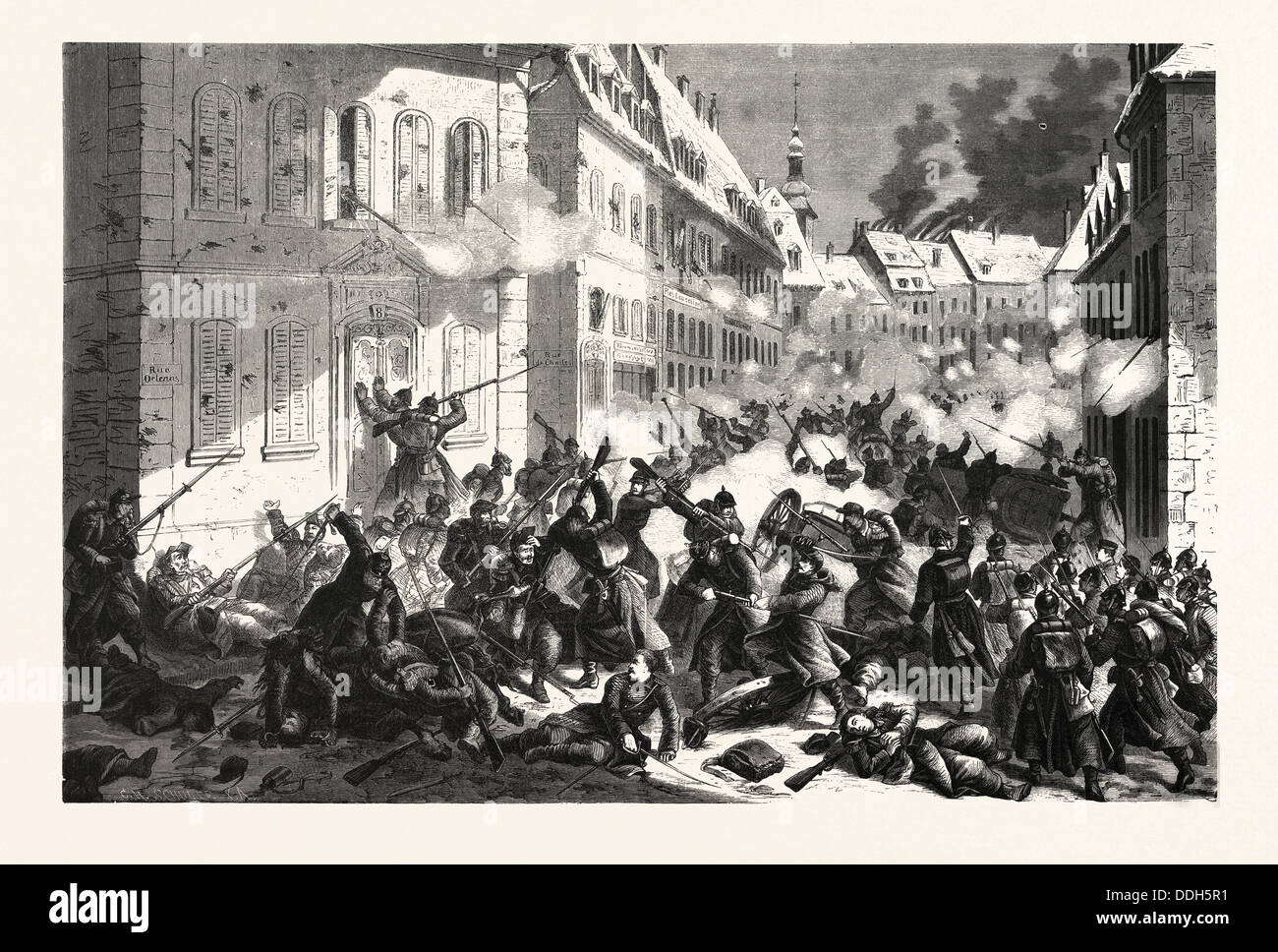 FRANCO-PRUSSIAN WAR: FIGHTING IN THE STREETS OF MANS, JANUARY 12 1870 Stock Photo