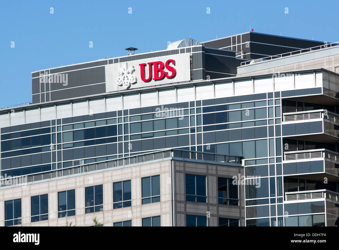 An office building occupied by UBS Bank. Stock Photo