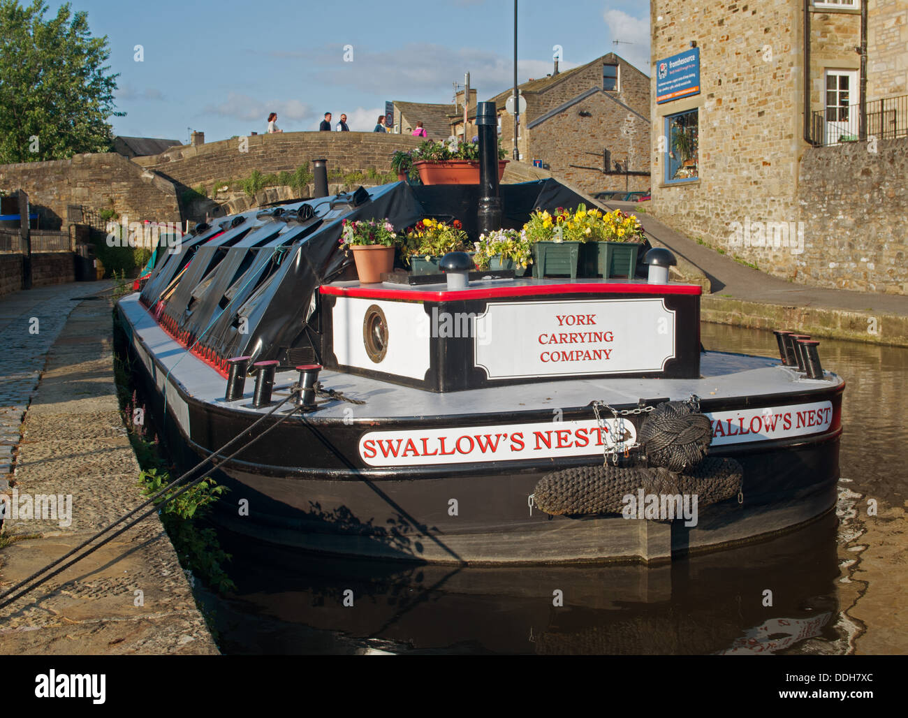 Narrow boat converted to houseboat at Skipton on the Leeds Liverpool