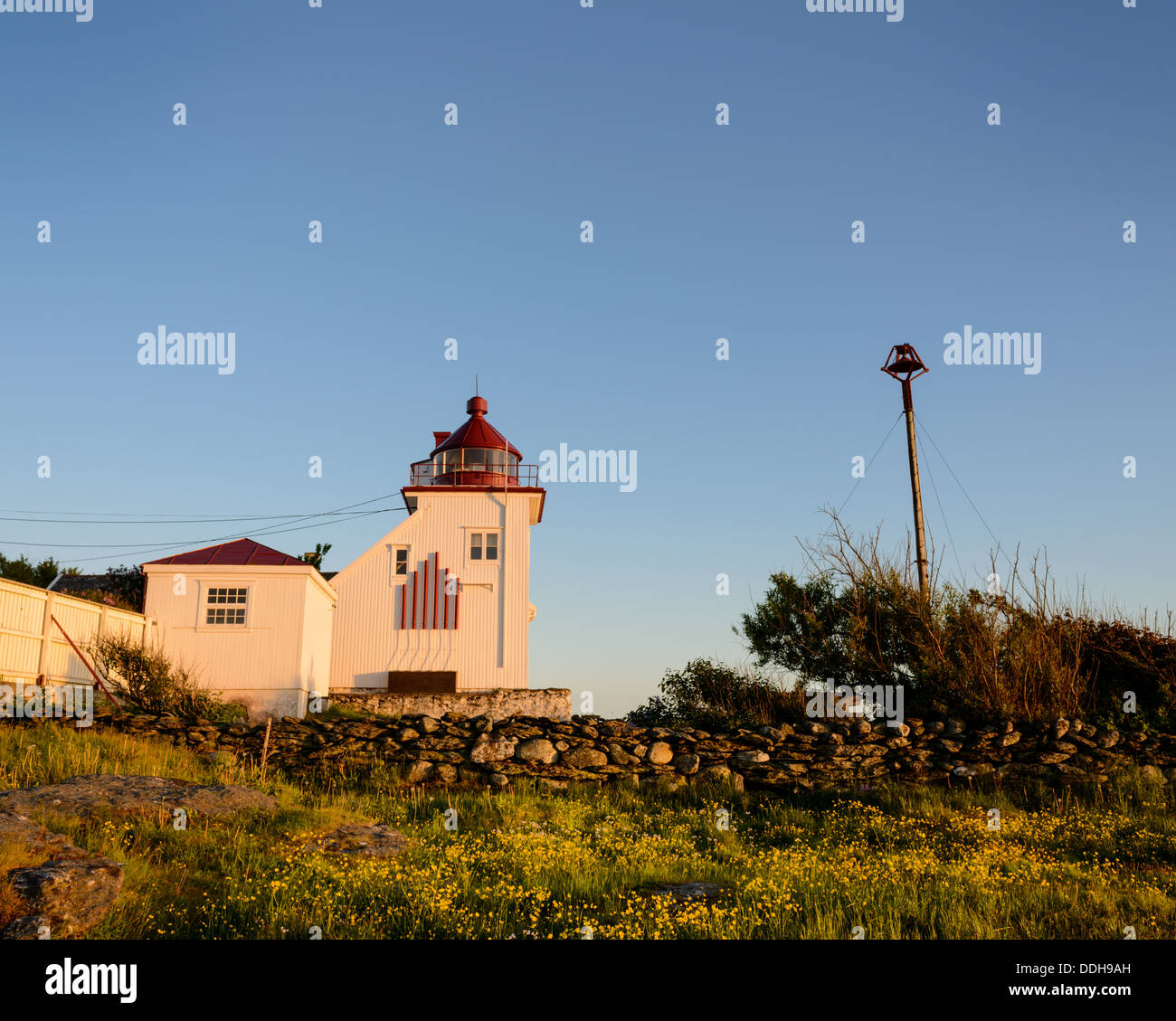 The lighthouse at Fjøløy, Rogaland, Norway. Stock Photo