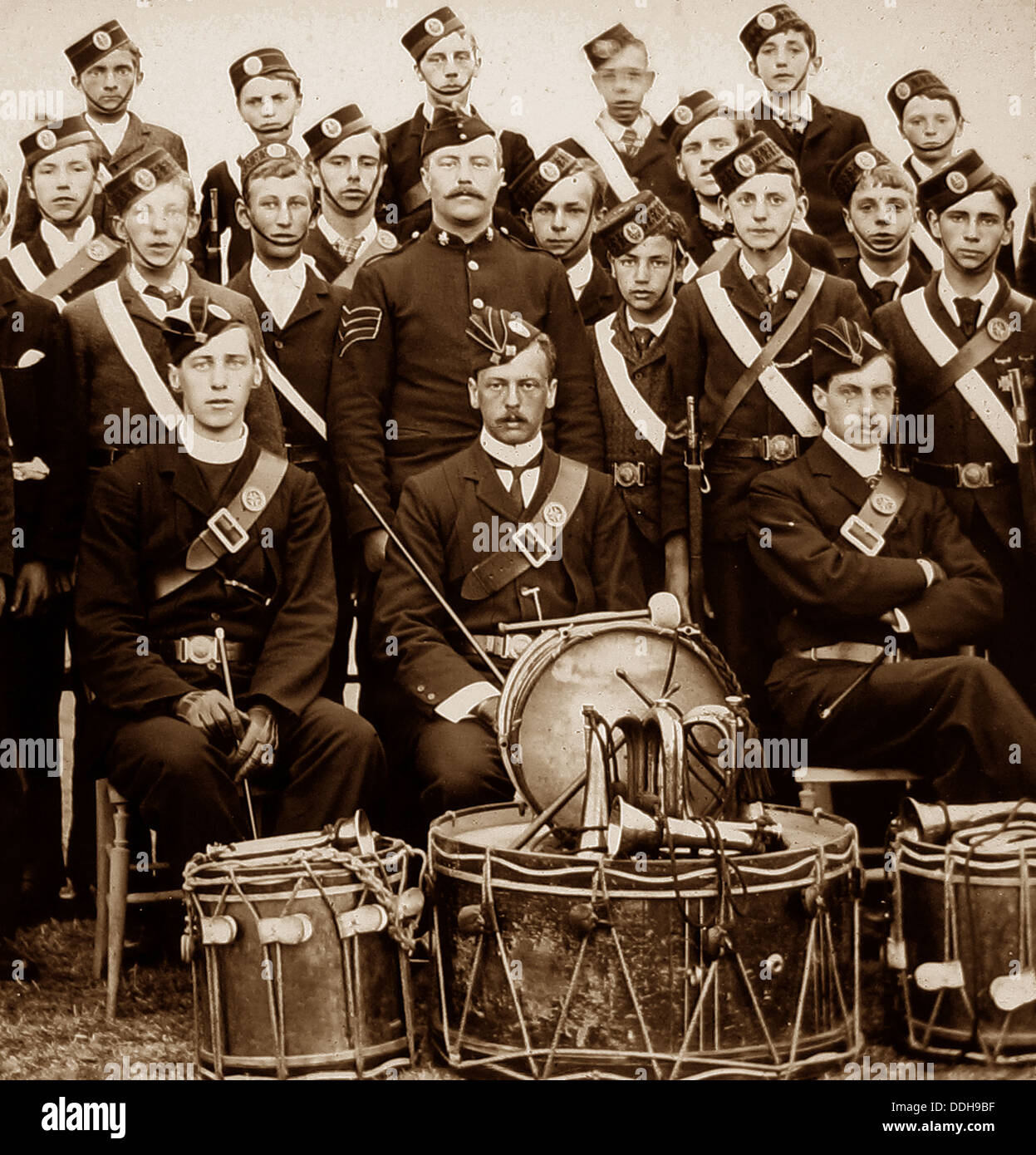 Boys Brigade drum and bugle band early 1900s Stock Photo Alamy