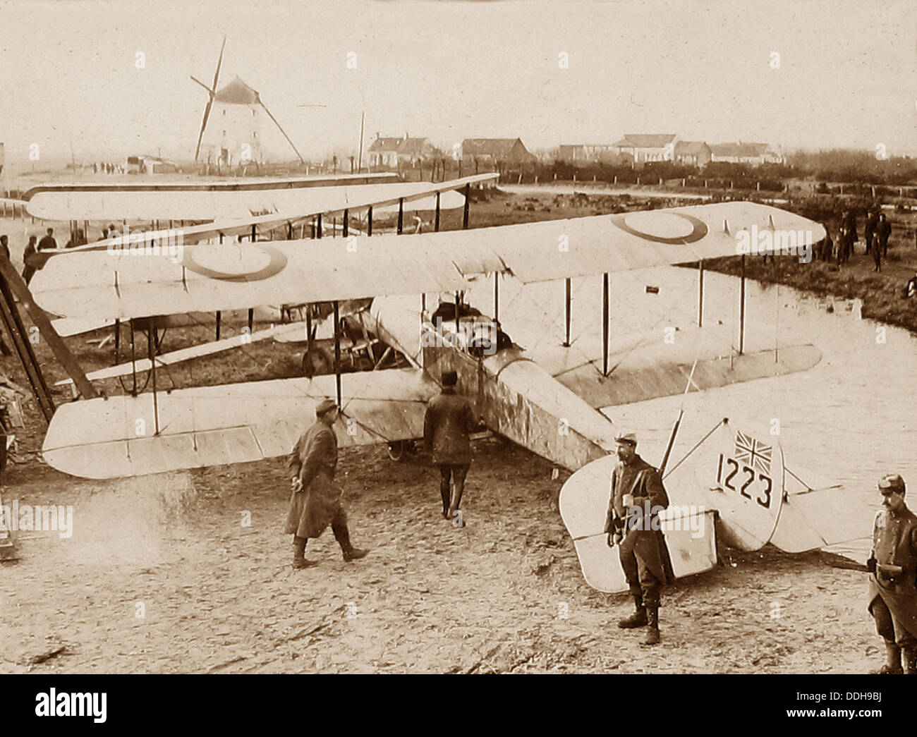 British aeroplane in France during WW1 Stock Photo