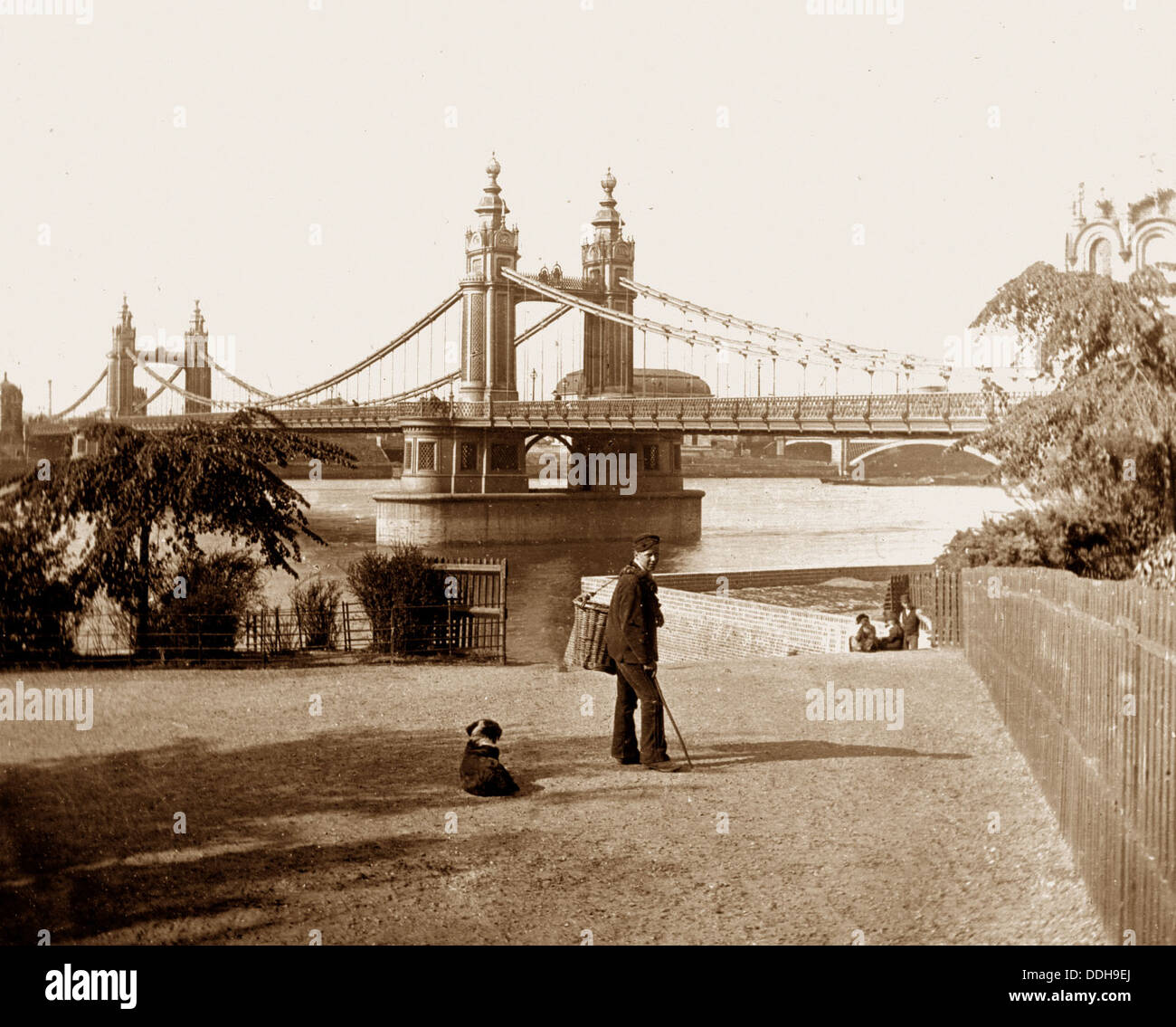 Chelsea Suspension Bridge Victorian period Stock Photo