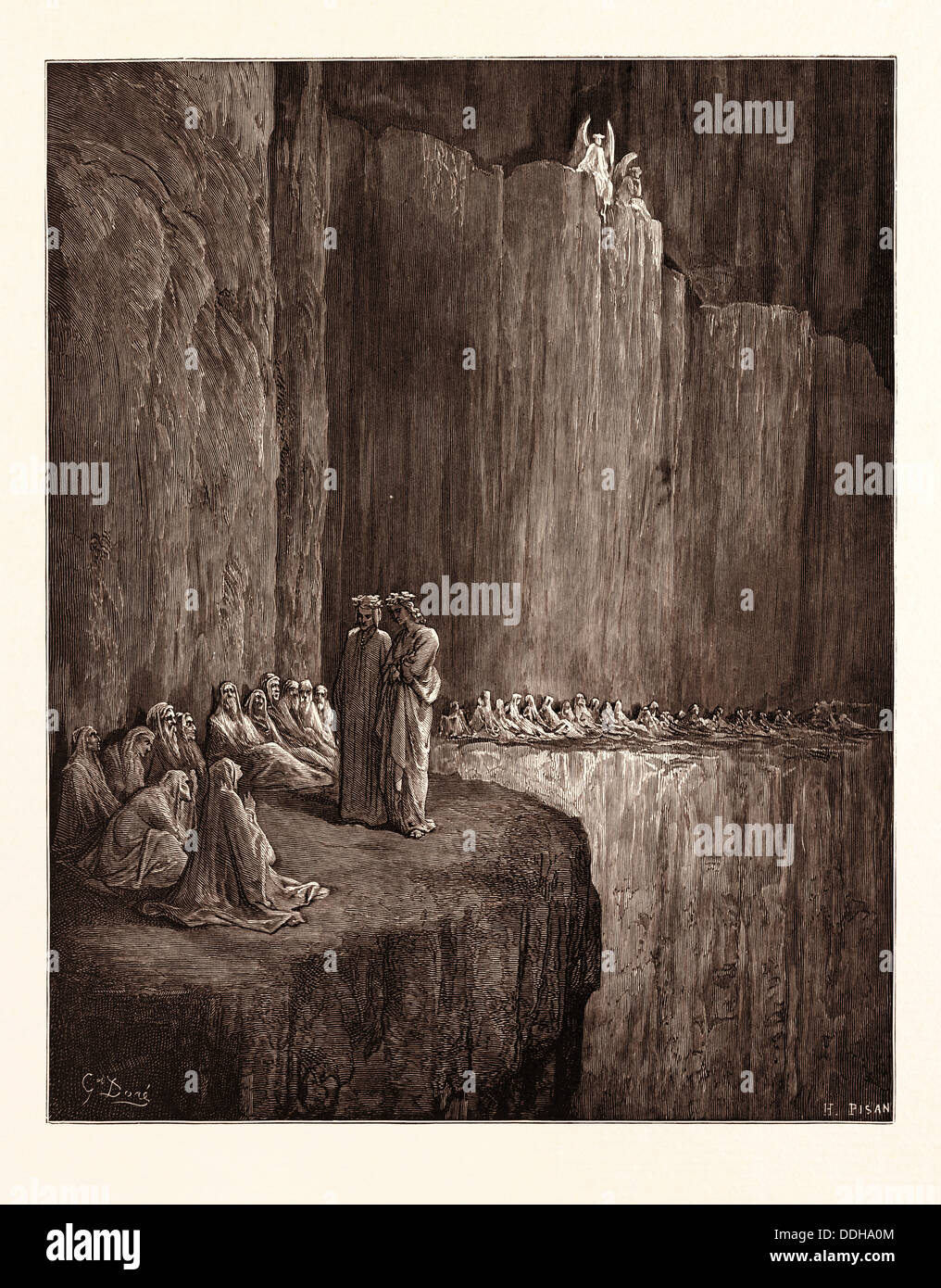 THE SPIRITS OF THE ENVIOUS, BY GUSTAVE DORÉ. Dore, 1832 - 1883, French. Engraving for the Purgatorio or Purgatory by Dante Stock Photo