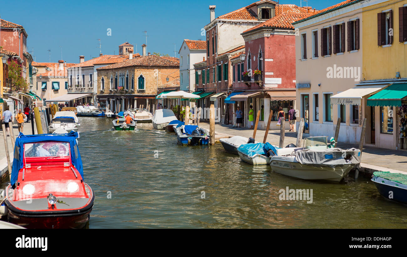 Water Street in Murano,Venice,Italy Stock Photo