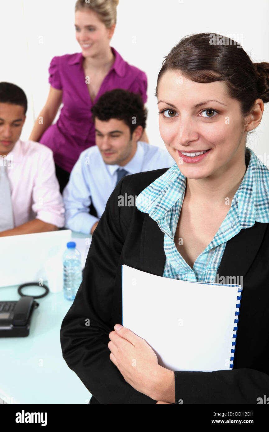 Woman leading business-meeting Stock Photo - Alamy
