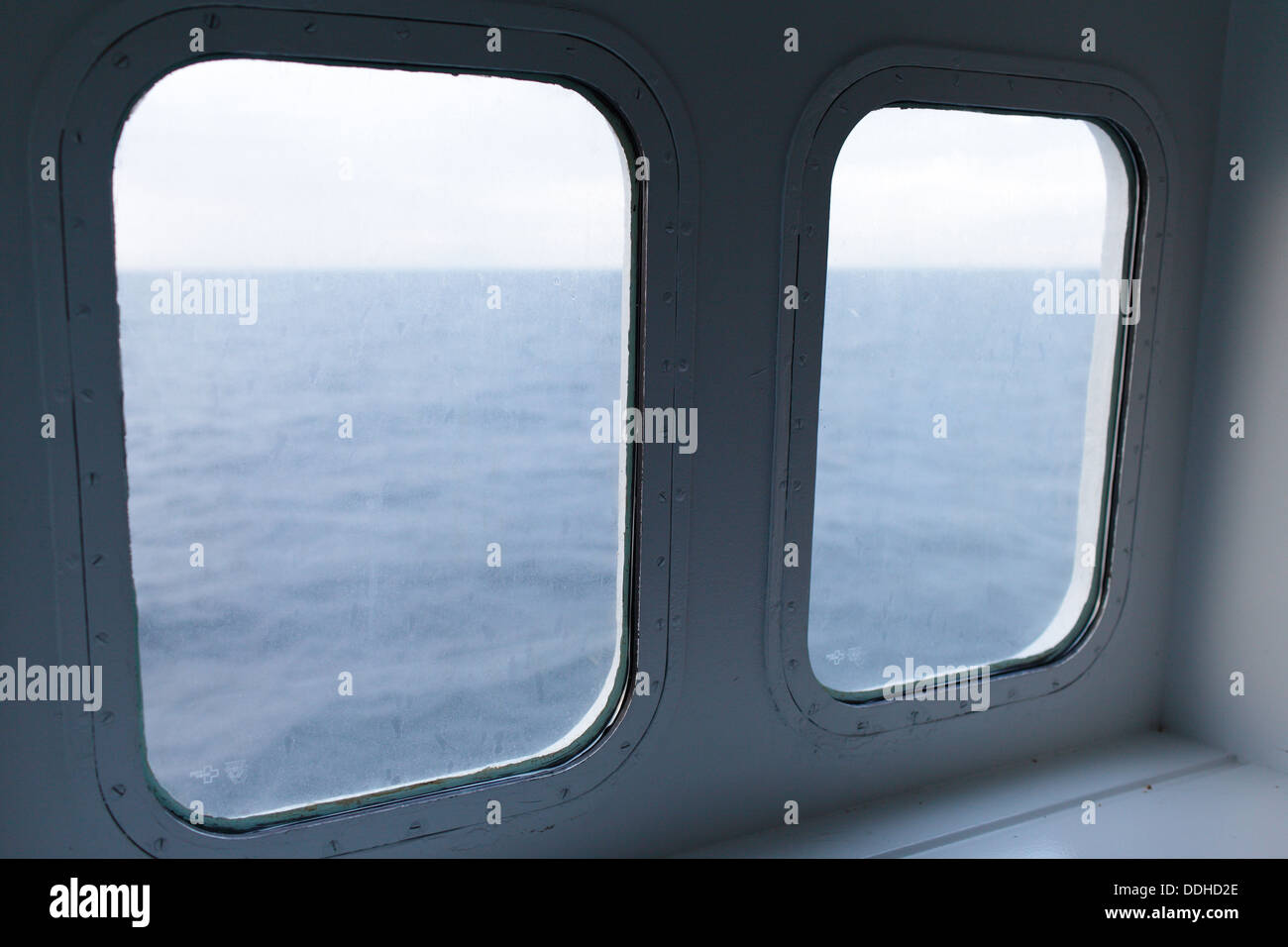 Baltic Sea, Germany, look through the portholes of a ferry Stock Photo