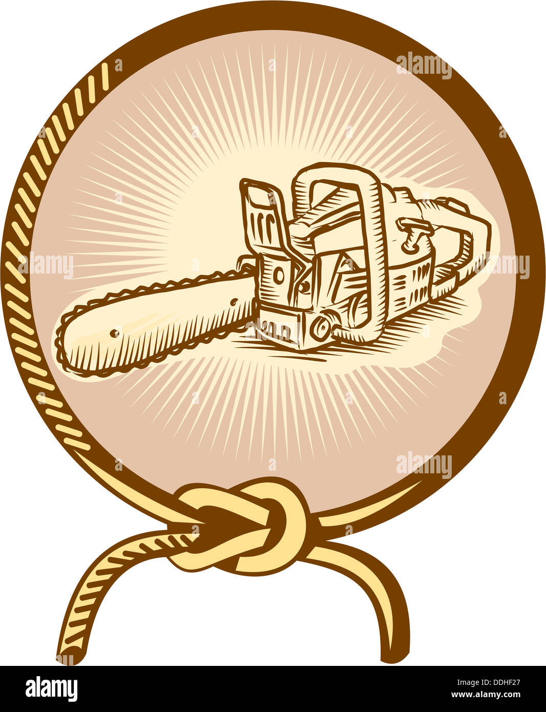 Illustration of chainsaw chain saw set 