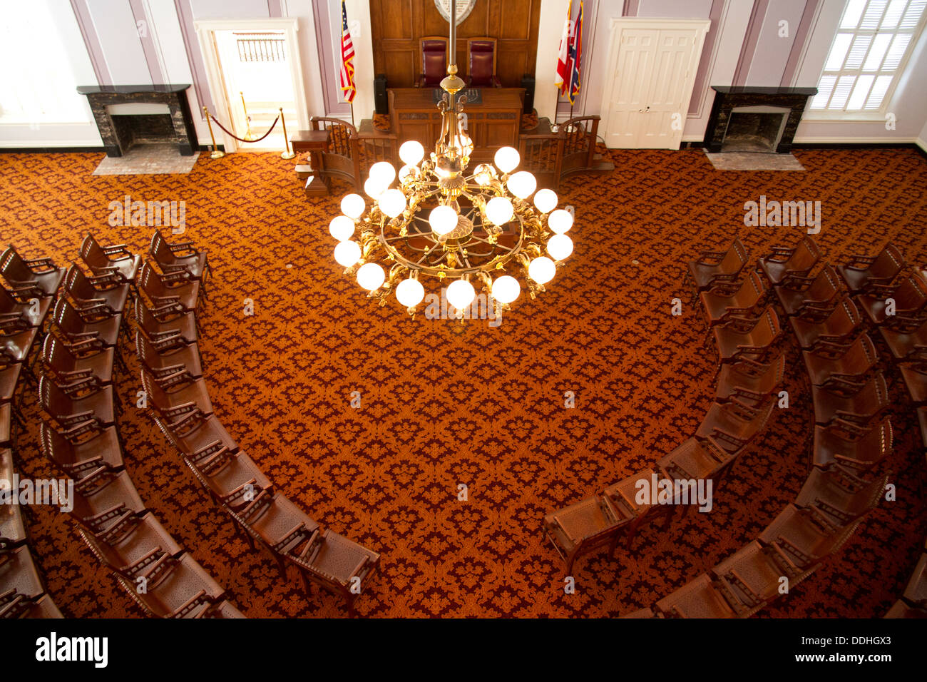 Interior of the Alabama state capitol legislative chamber, Montgomery, AL, USA Stock Photo