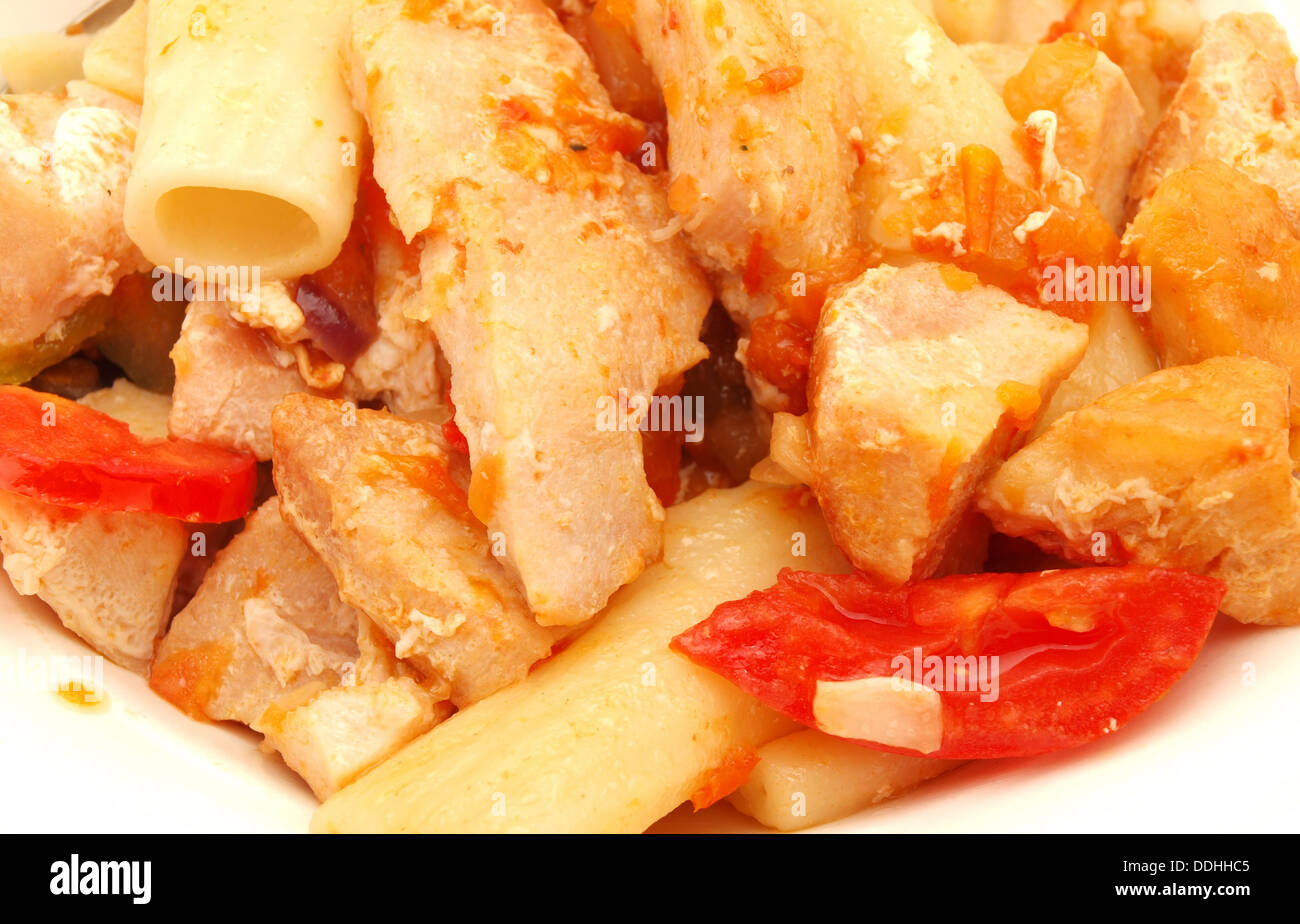 Rigatoni pasta with chicken Stock Photo Alamy