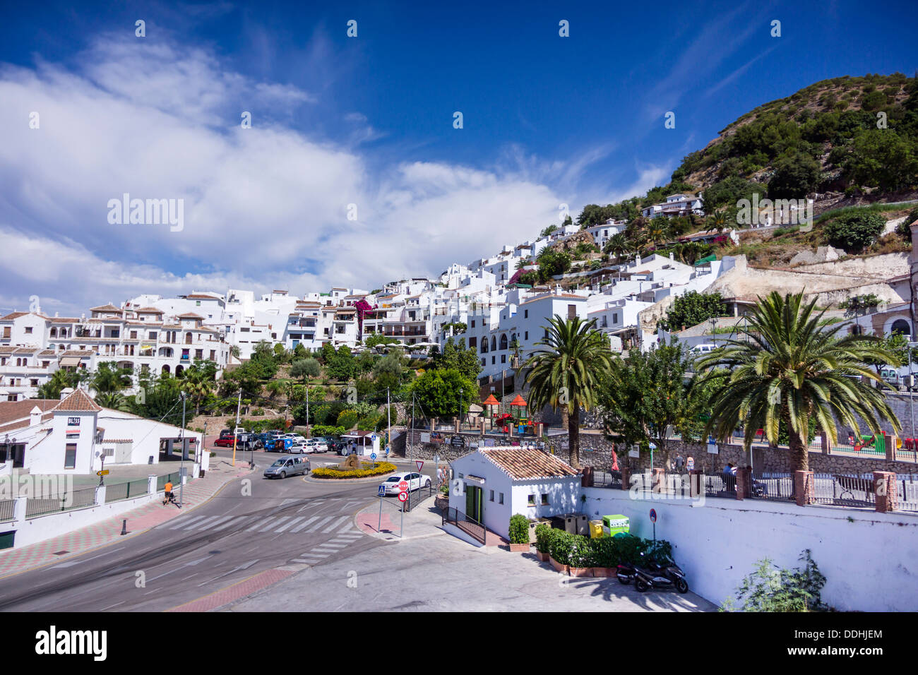 The whitewashed Andalusian mountain village of Frigiliana in southern Spain. Stock Photo