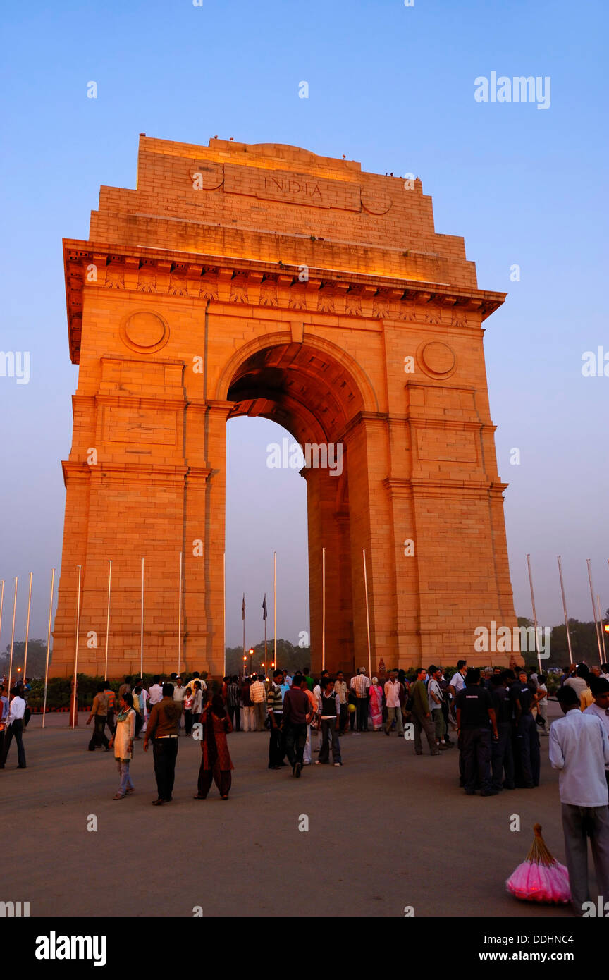 India Gate or All India War Memorial Arch by Sir Edwin Landseer Lutyens at dusk Stock Photo