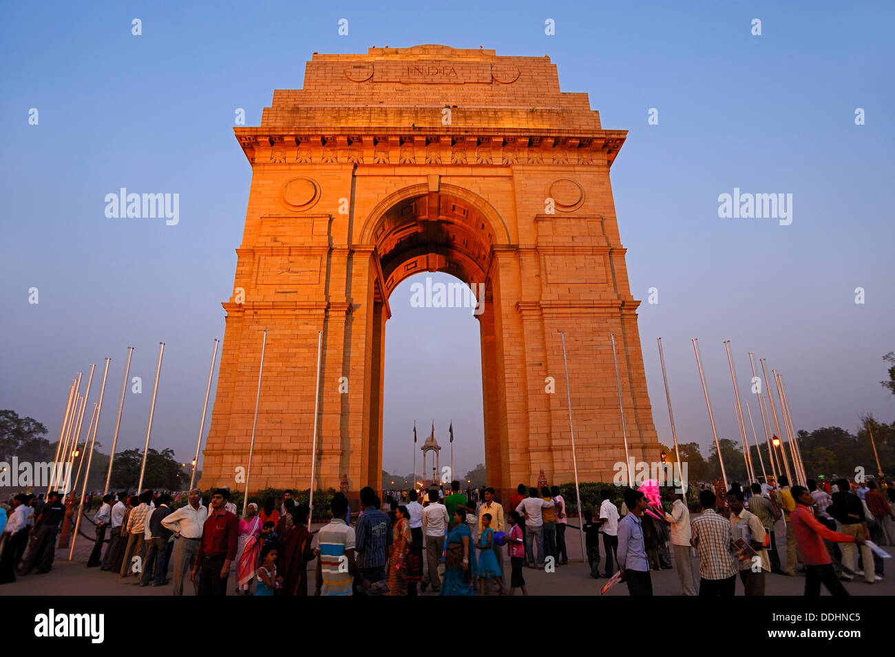 India Gate or All India War Memorial Arch by Sir Edwin Landseer Lutyens at dusk Stock Photo