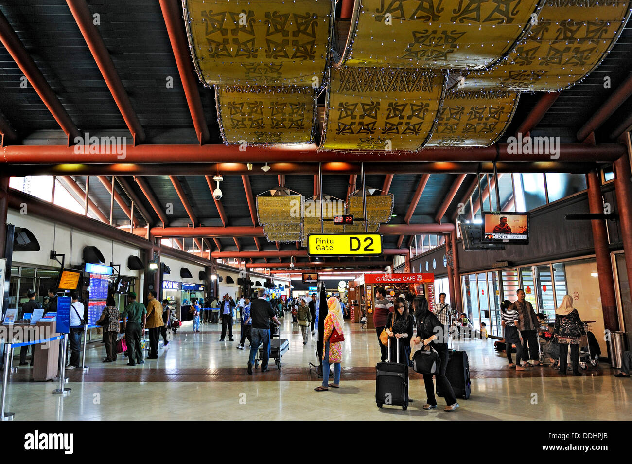 Soekarno-Hatta airport, departure area at Gate D2 Stock Photo