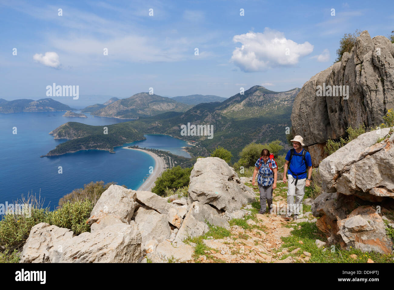 Lycian Way, couple hiking Stock Photo