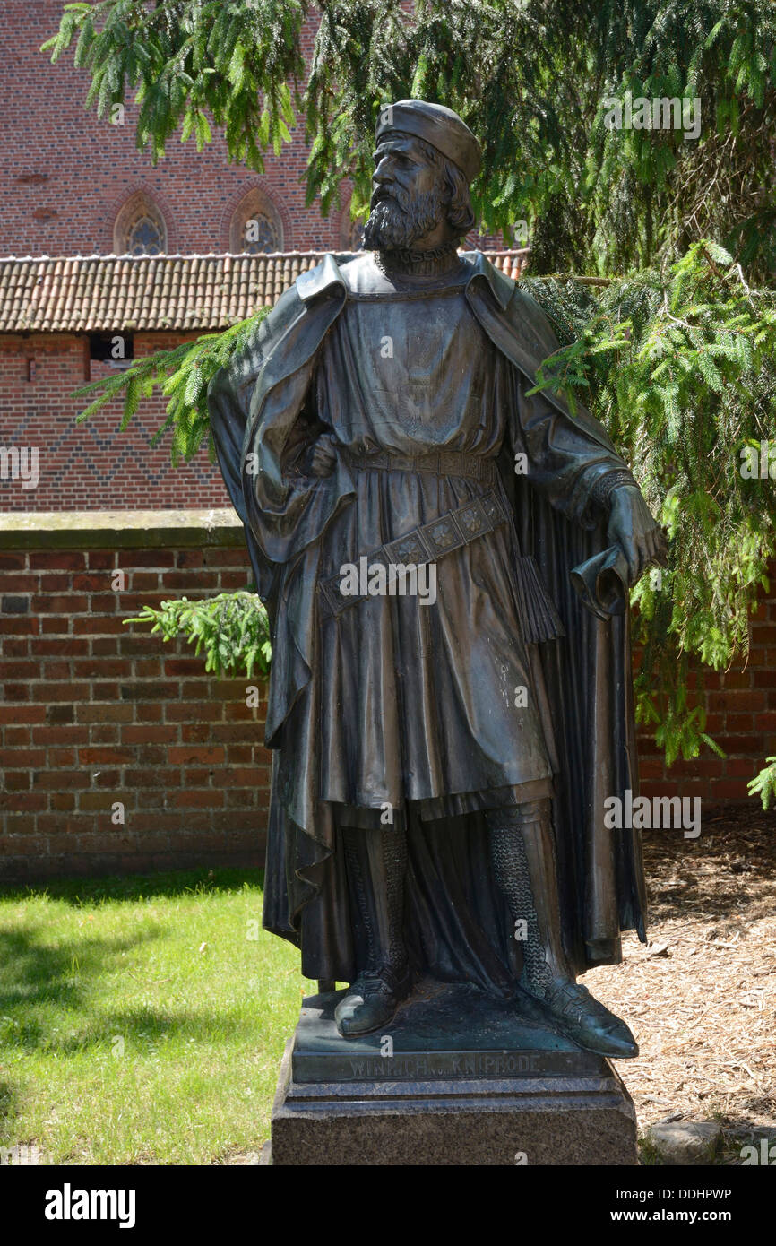 Statue of the Grand Master of the Teutonic Knights, Winrich von Kniprode, Castle of the Teutonic Order in Malbork, Europe's Stock Photo
