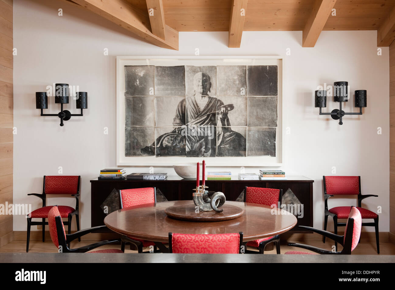 Swiss Chalet with interior designed by Tino Zervudachi, Gstaad Stock Photo