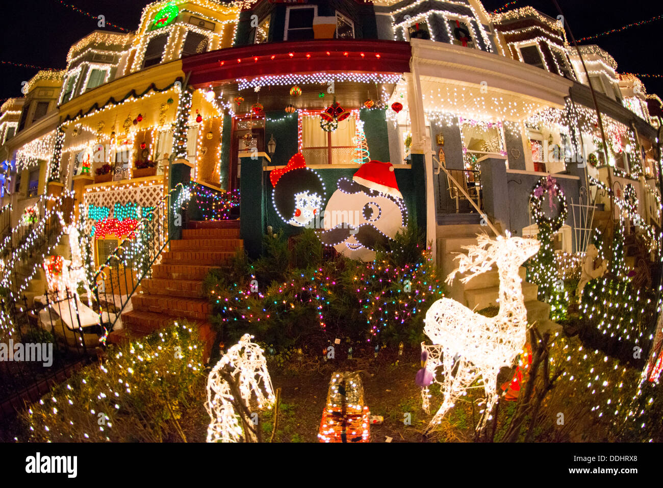 34th street lights in Hampden, Baltimore Stock Photo