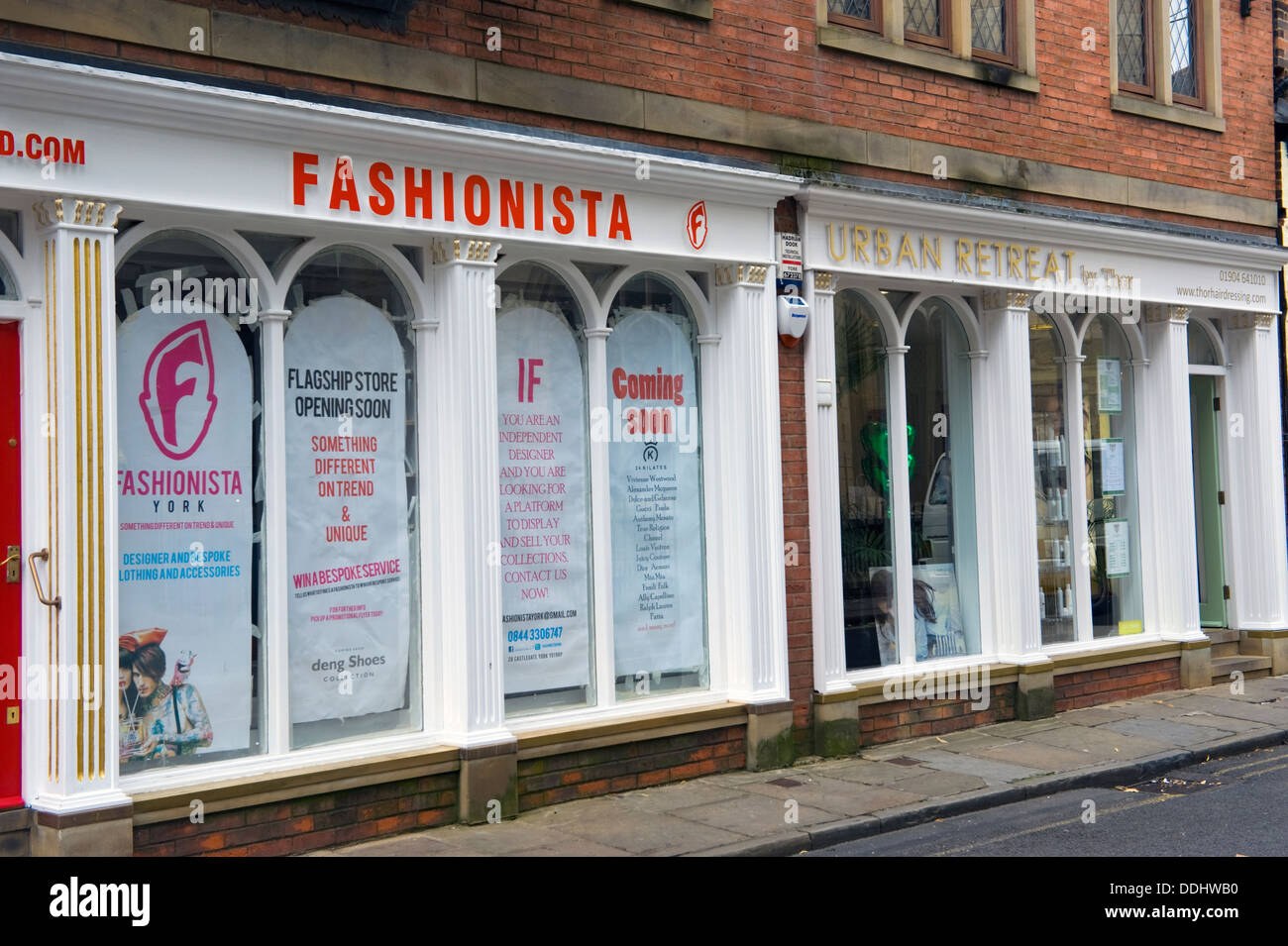 Exterior Of Fashion Store And Hairdressers In The City Of York