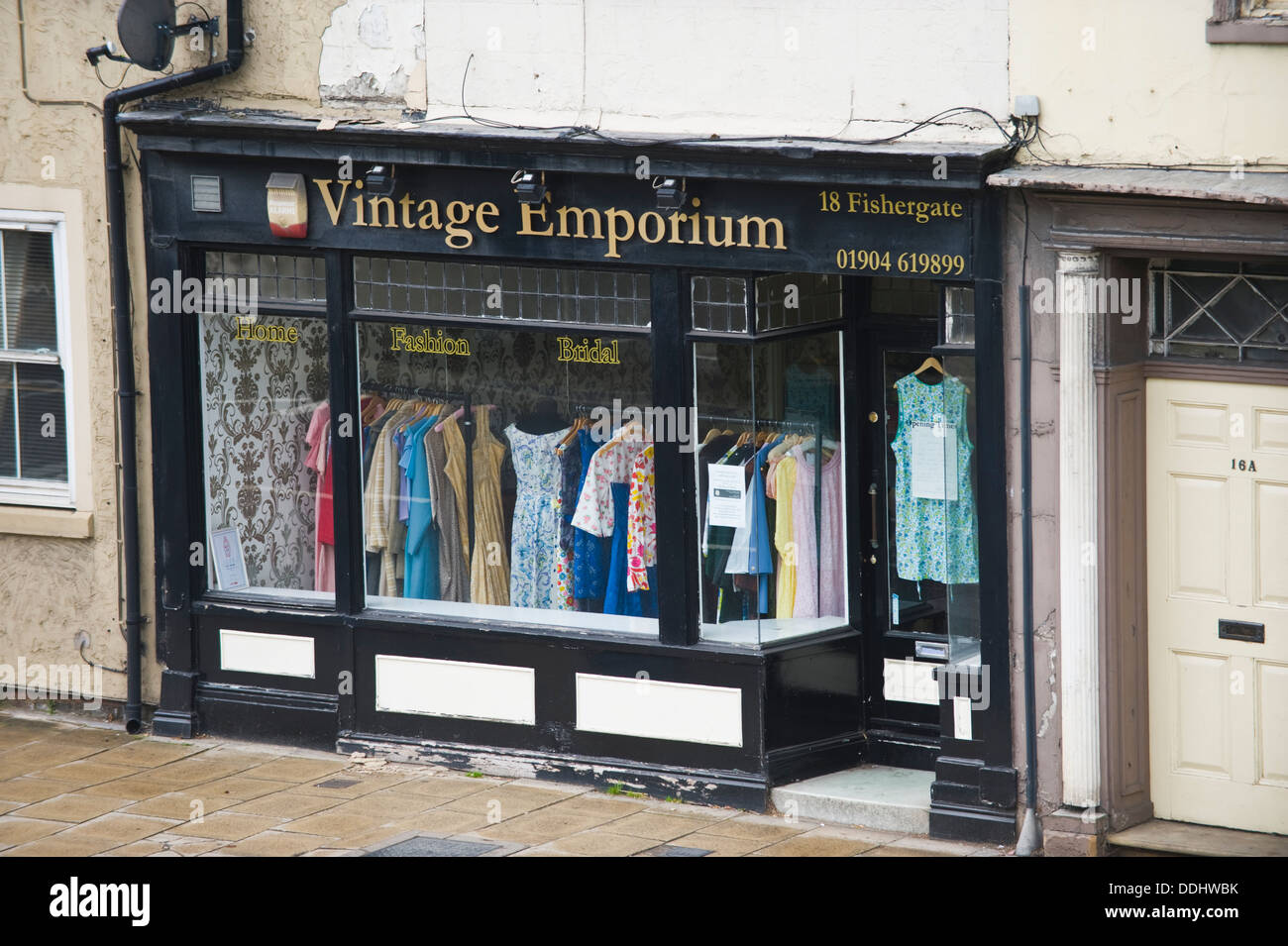 Vintage Emporium ladies clothes shop on Fishergate in the city of York North Yorkshire England UK Stock Photo